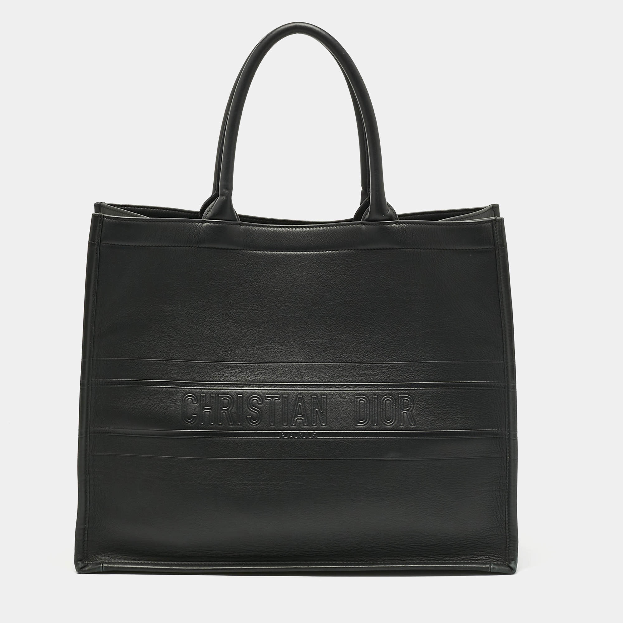 Pre Owned Dior Black Leather Large Book Tote