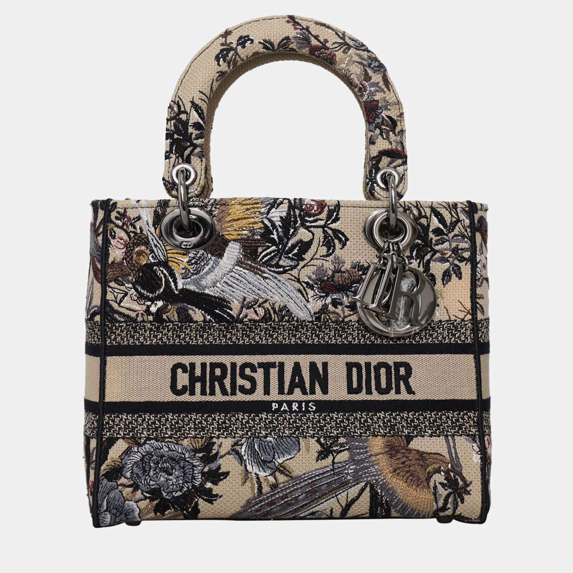 Pre Owned Christian Dior  Lady D-Lite Embroidered Tote Bag