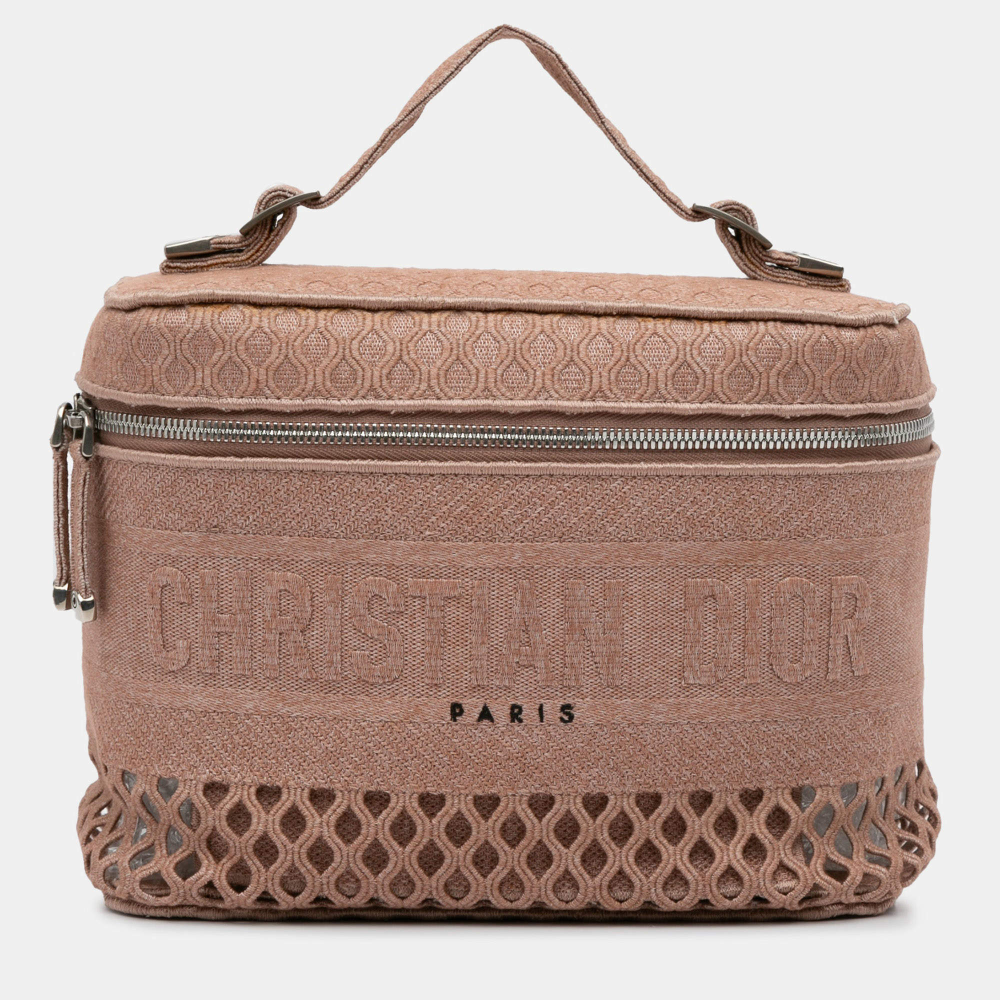 Pre Owned Dior Mesh Embroidered Diortravel Vanity Case