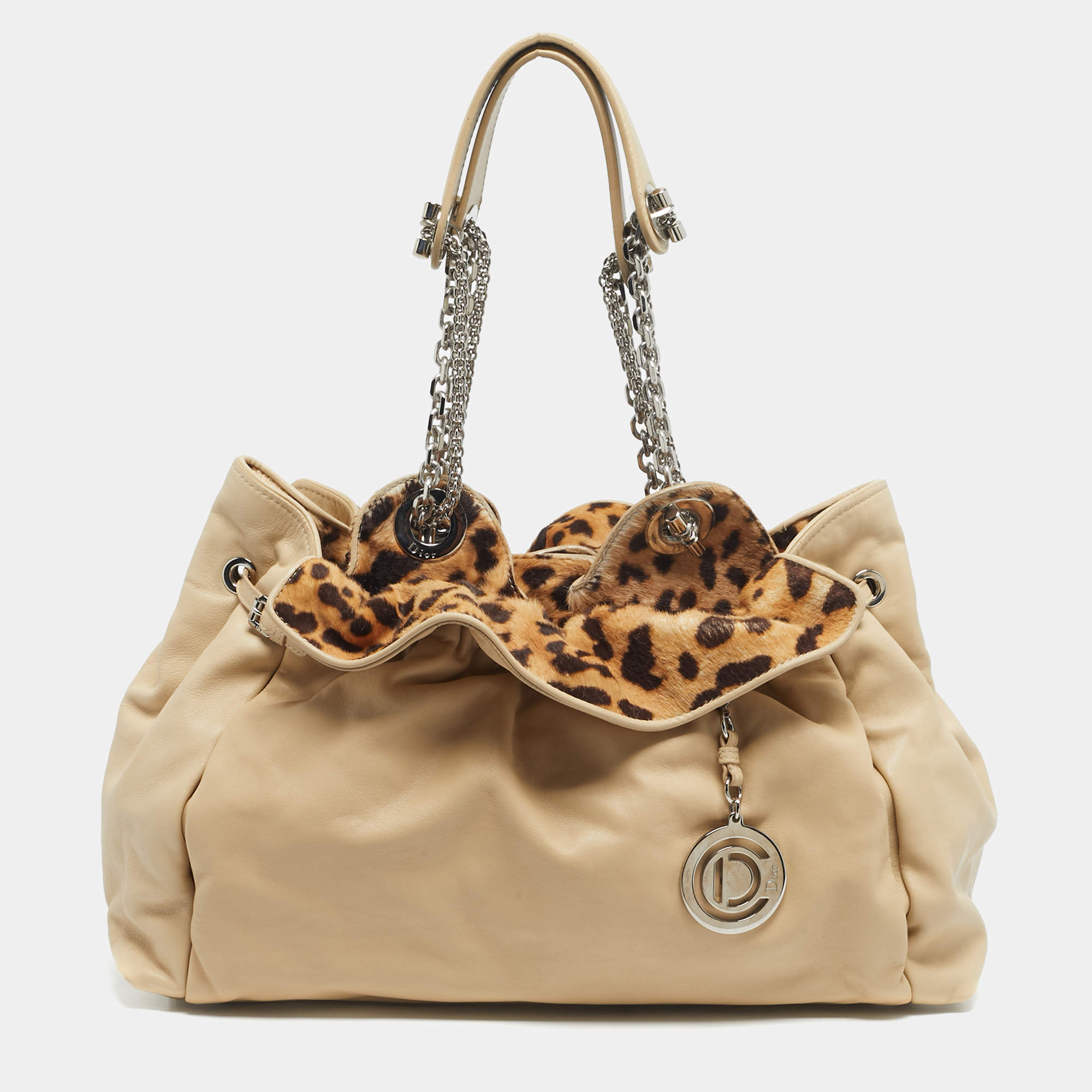 Pre Owned Dior Beige Leather Le Trente Shoulder Bag