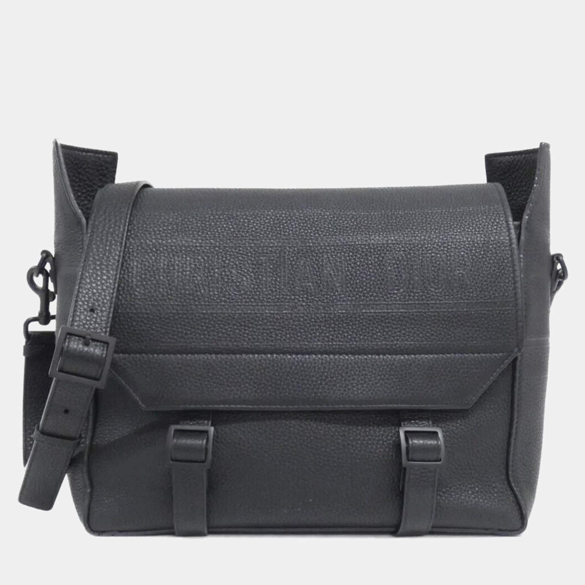 Pre Owned Dior Camp Black Leather Shoulder Bag