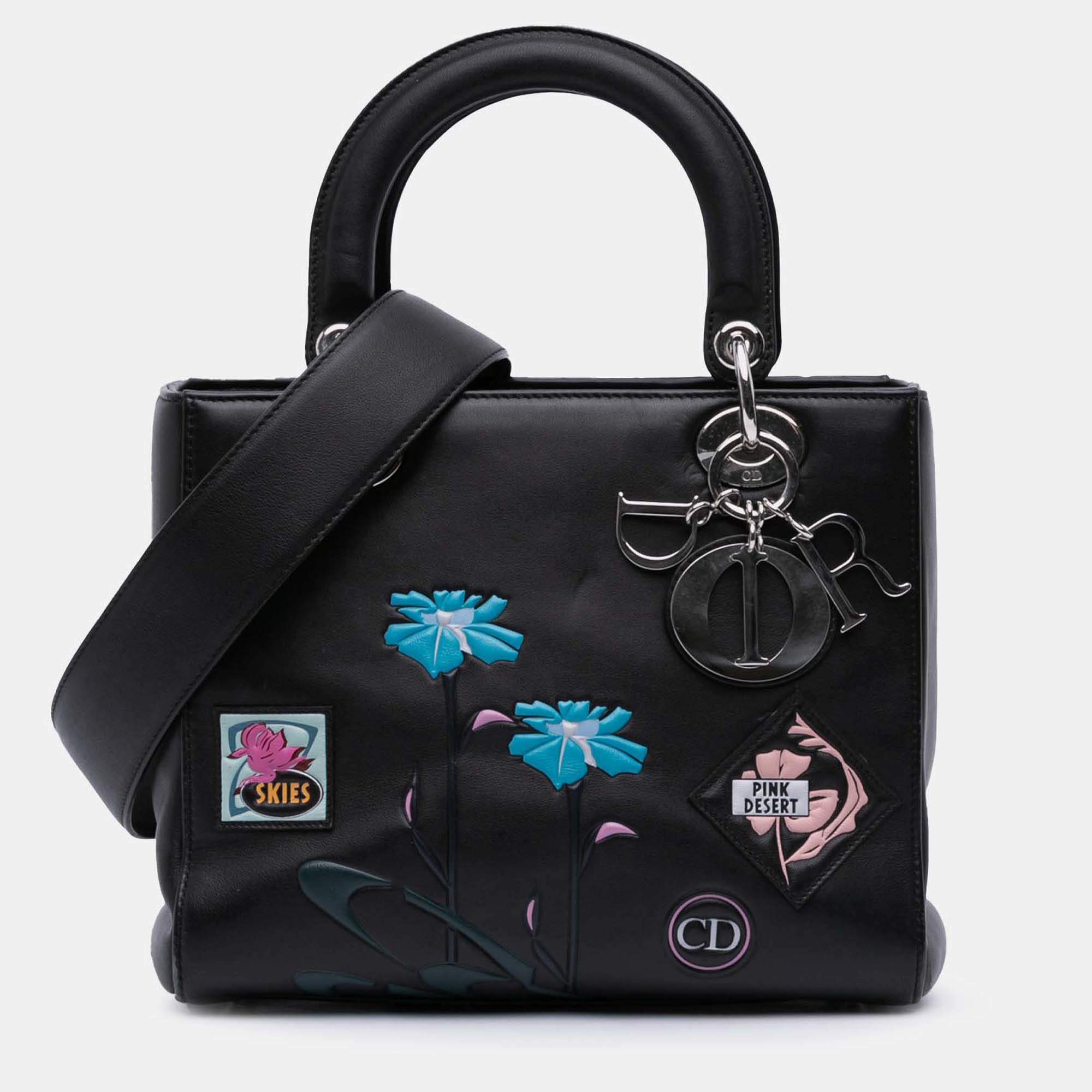 Pre Owned Dior Black Medium Calfskin Paradise Lady Dior