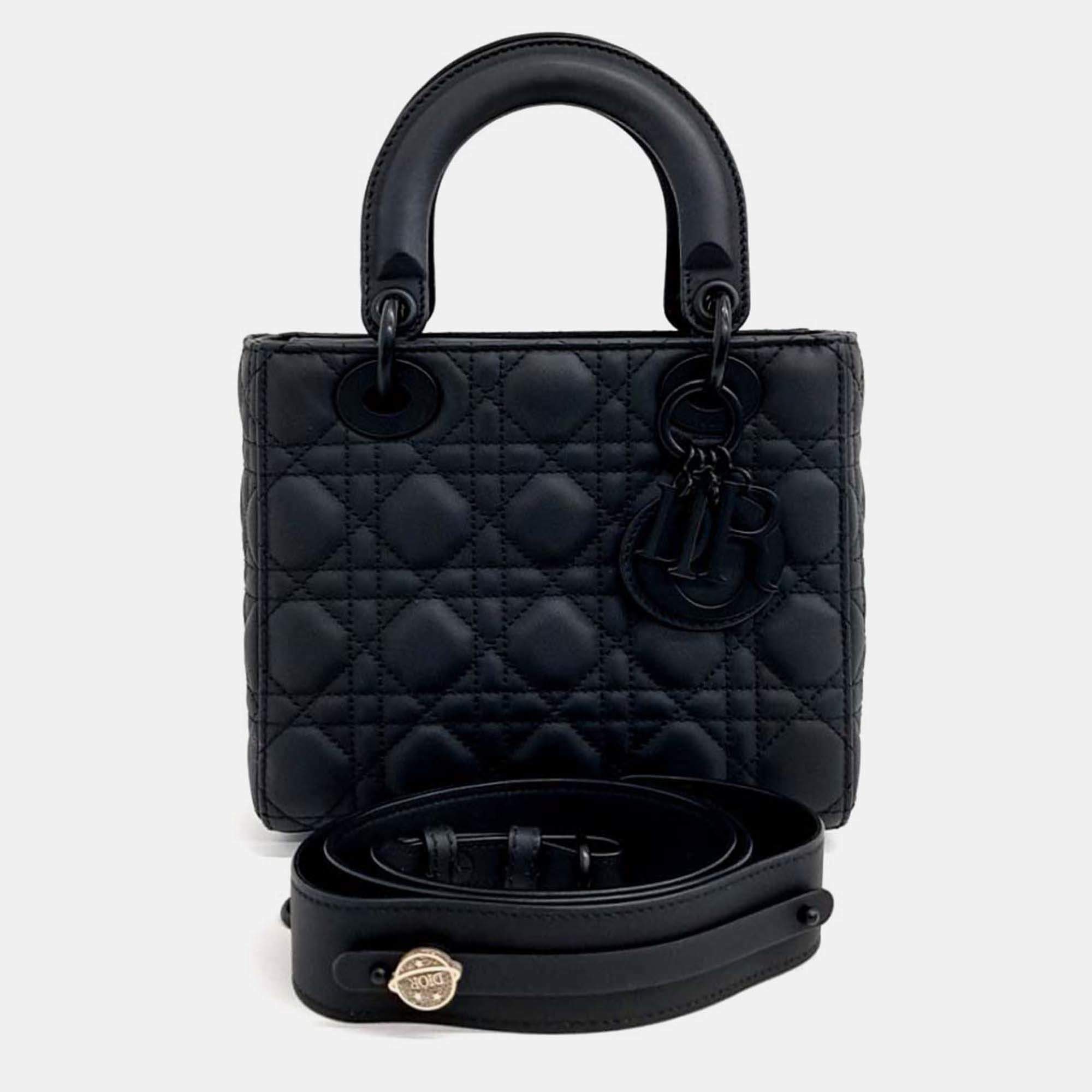 Pre Owned Dior Black Leather Ultramatte Lady Bag Small