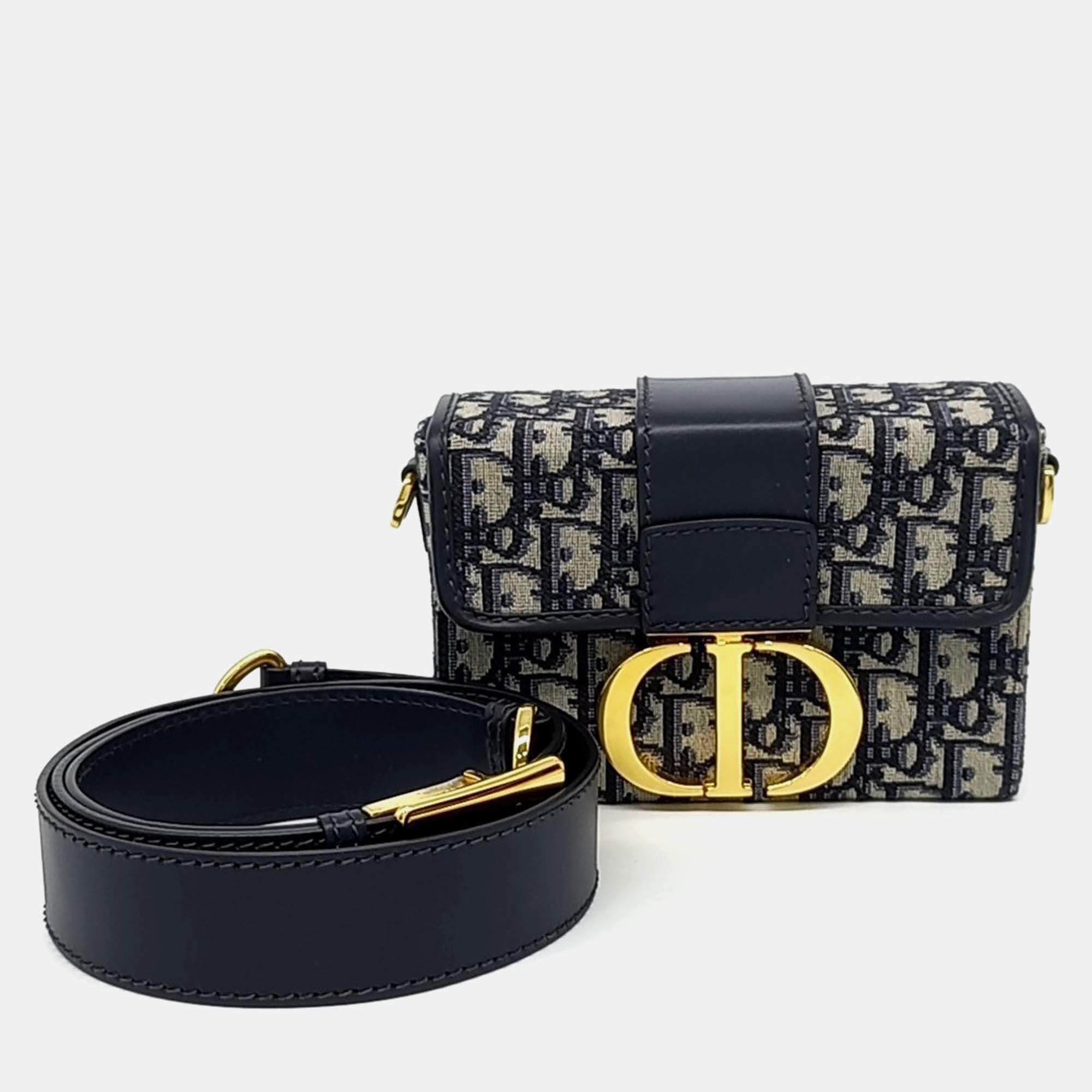 مملوكة مسبقًا Dior Black Canvas and Leather Oblique 30 Montaigne Box Bag