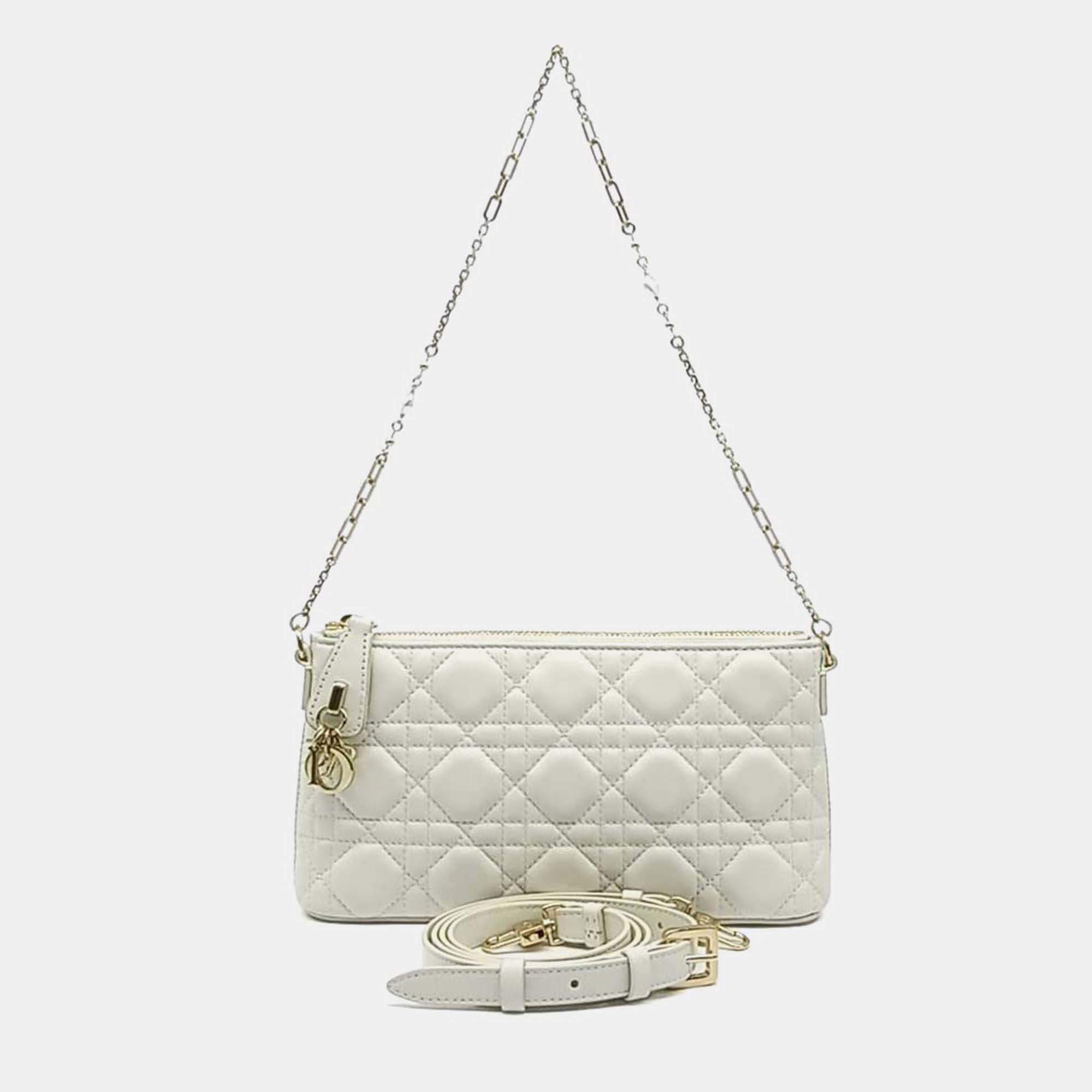 Pre Owned Dior White Leather Miss Dior Midi Mini Bag