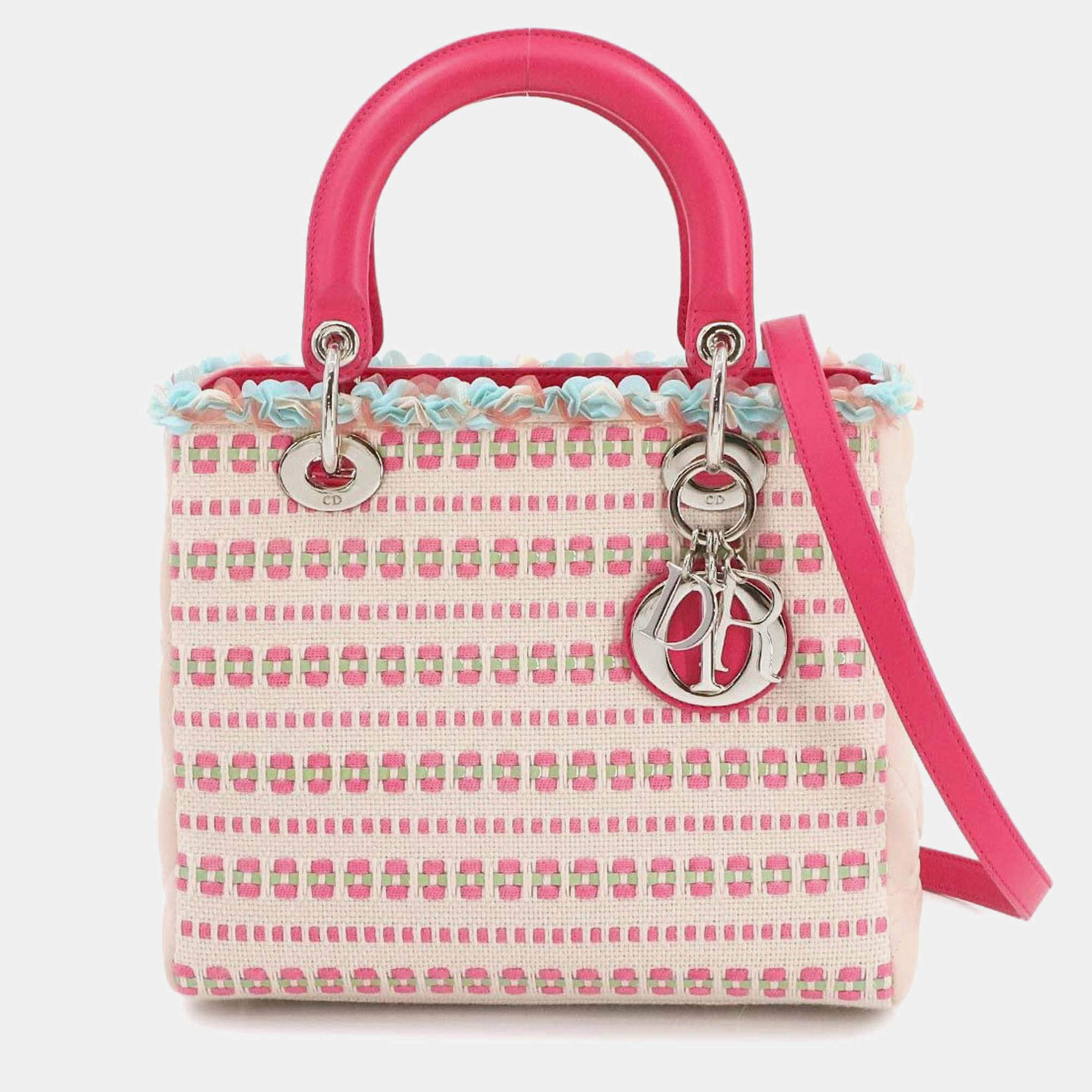 Pre Owned Christian Dior Cannage Lady Medium 2-Way Hand/Shoulder Bag 