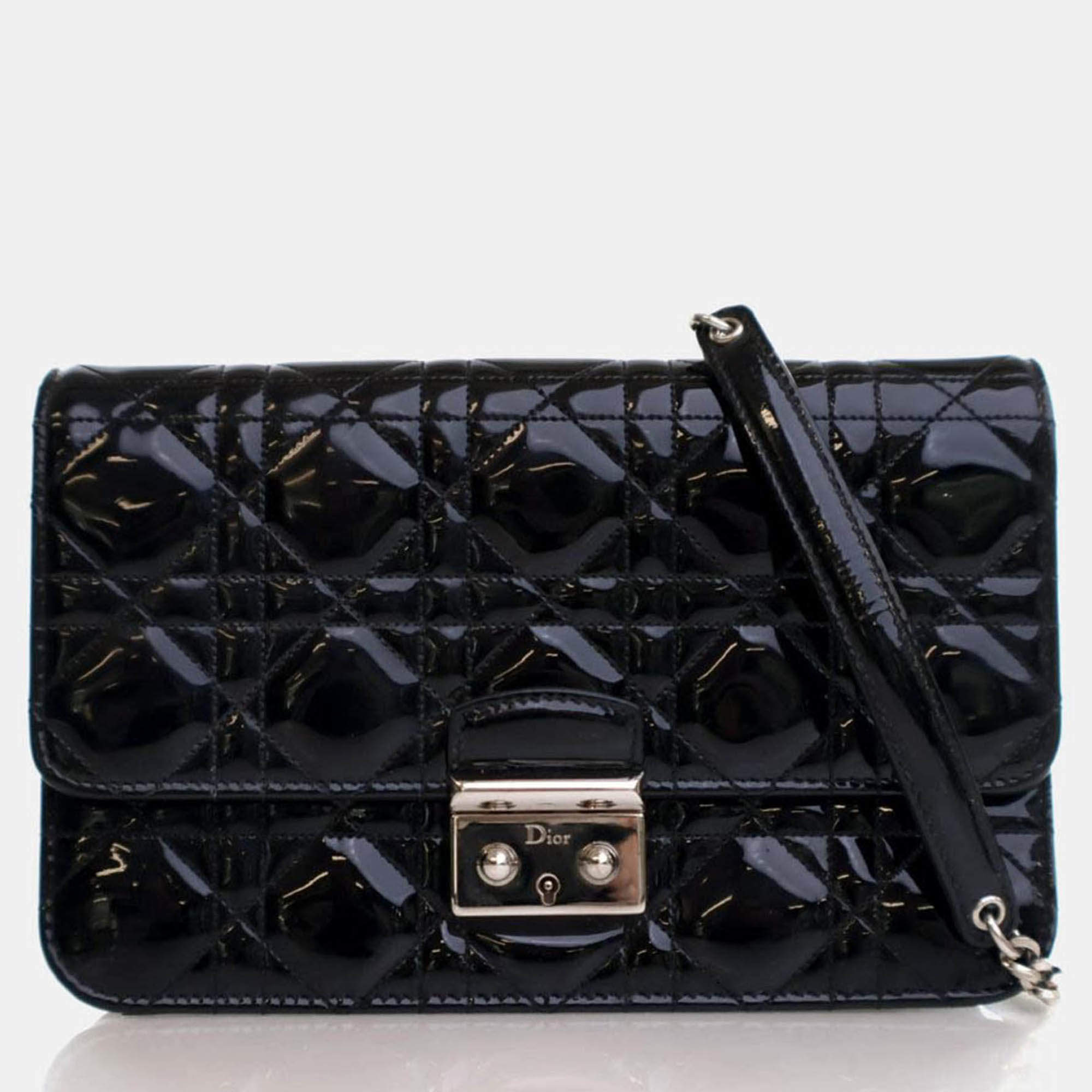 Pre Owned Dior Patent Miss Dior Promenade Pouch