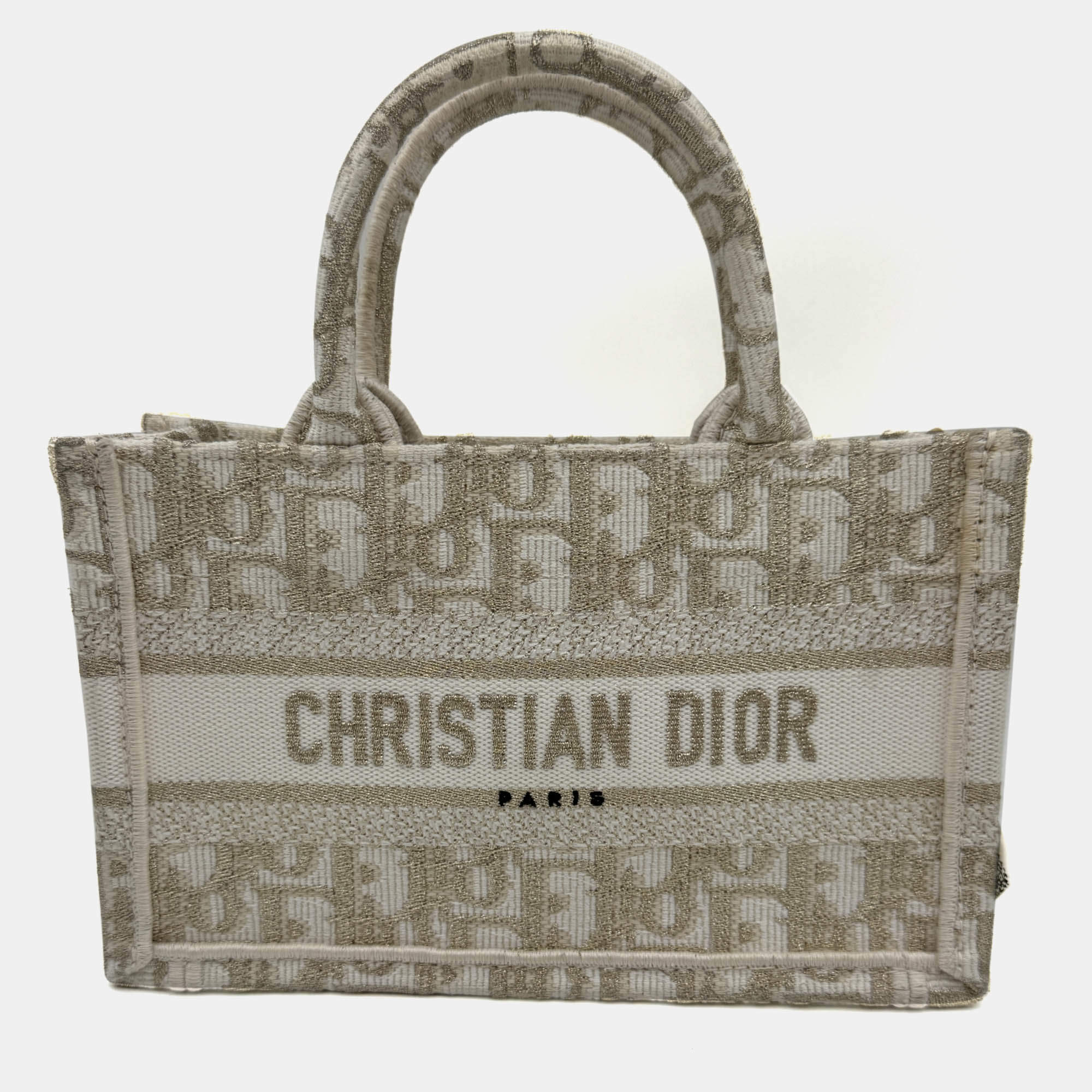 Pre Owned DIOR white/gold Oblique Book Tote