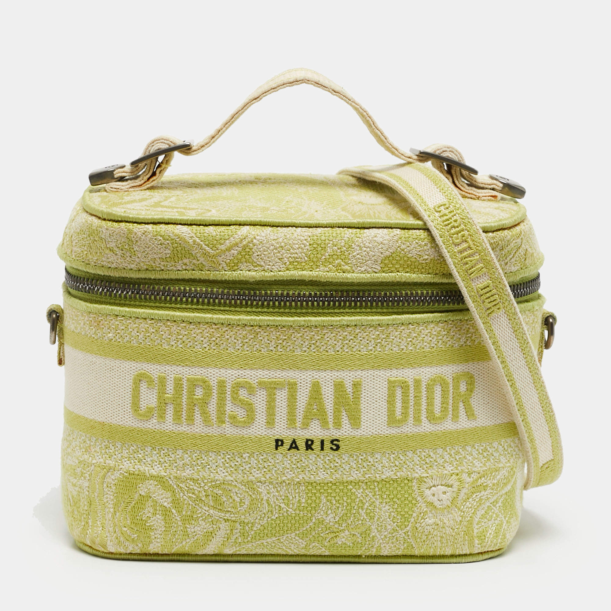 Pre Owned Dior Light Green Toile De Juoy Small Diortravel Vanity Case
