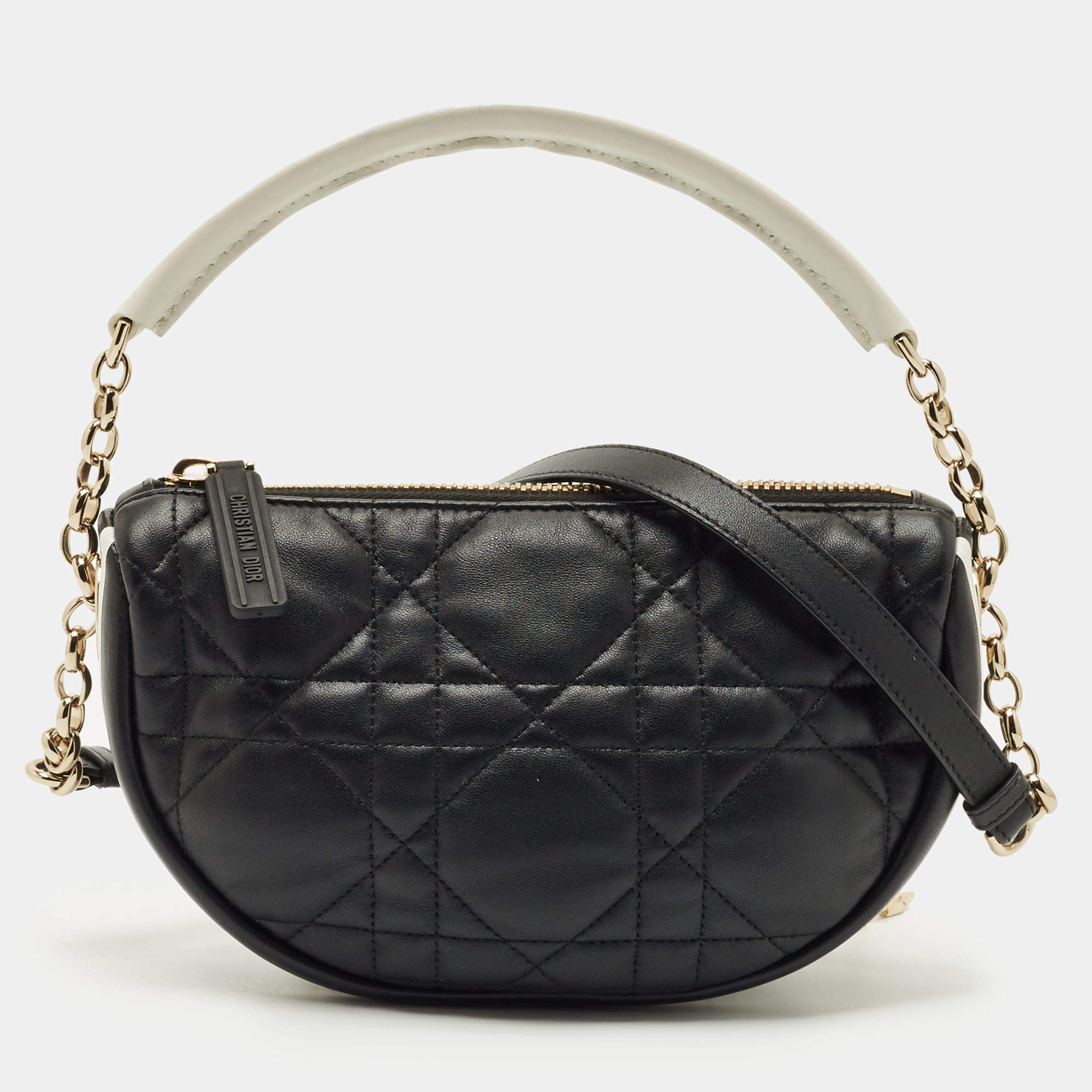 Pre Owned Dior Black Cannage Leather Small Vibe Hobo