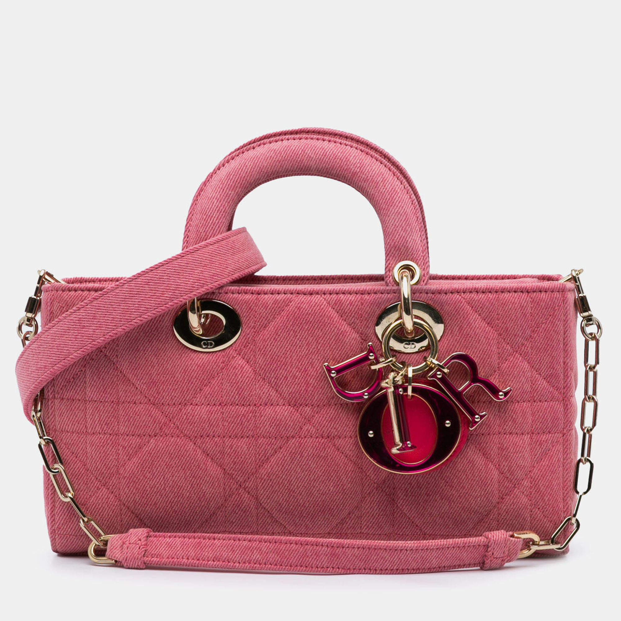 Pre Owned Dior Pink Medium Denim Macrocannage Lady D Joy