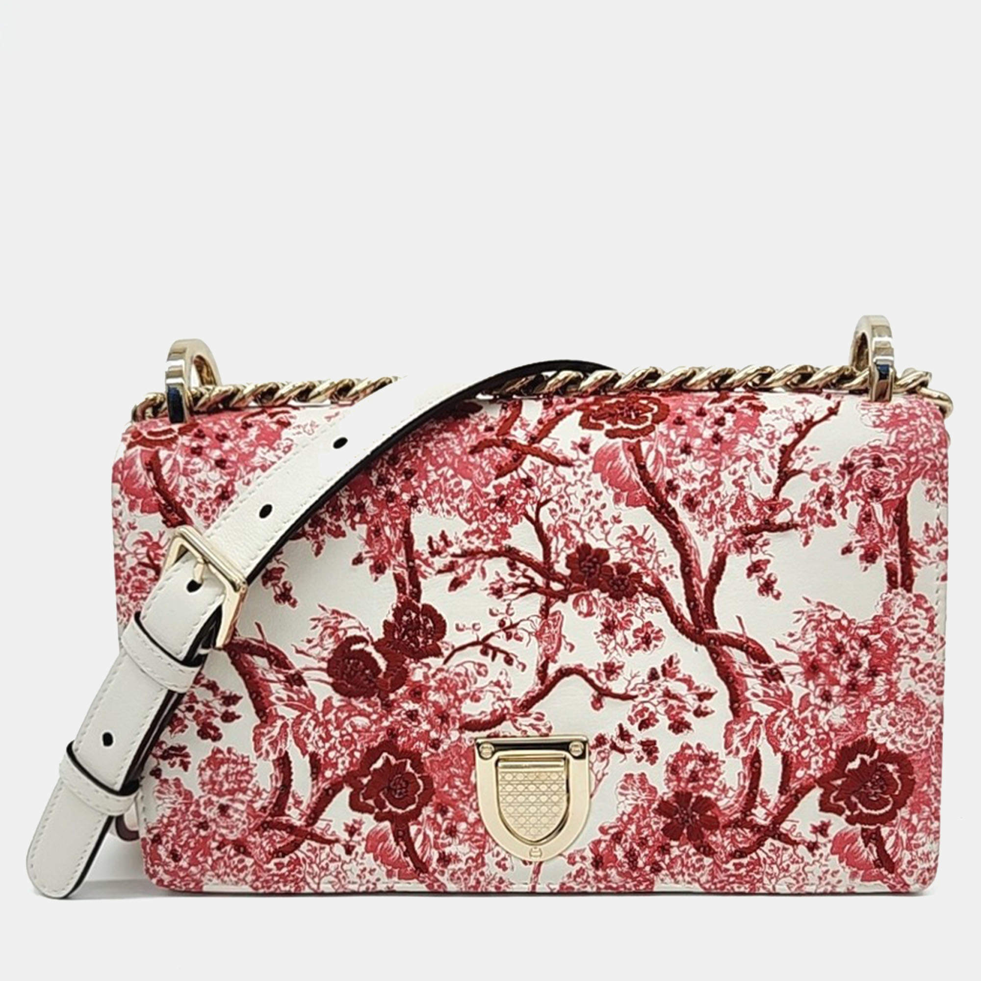 Pre Owned Dior Red White Leather Diolamar shoulder bag