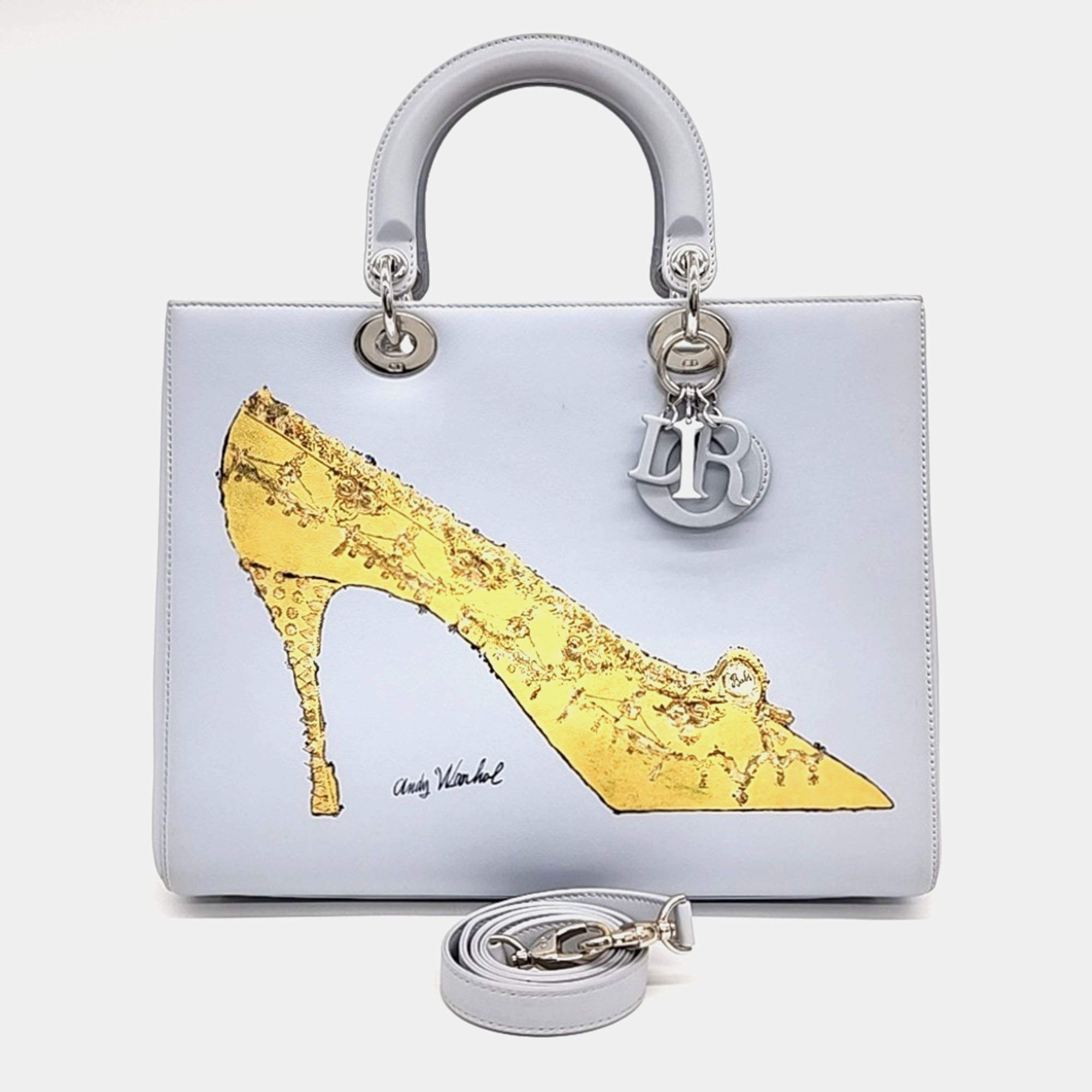 Pre Owned Dior Grey Leather Lady Bag Large