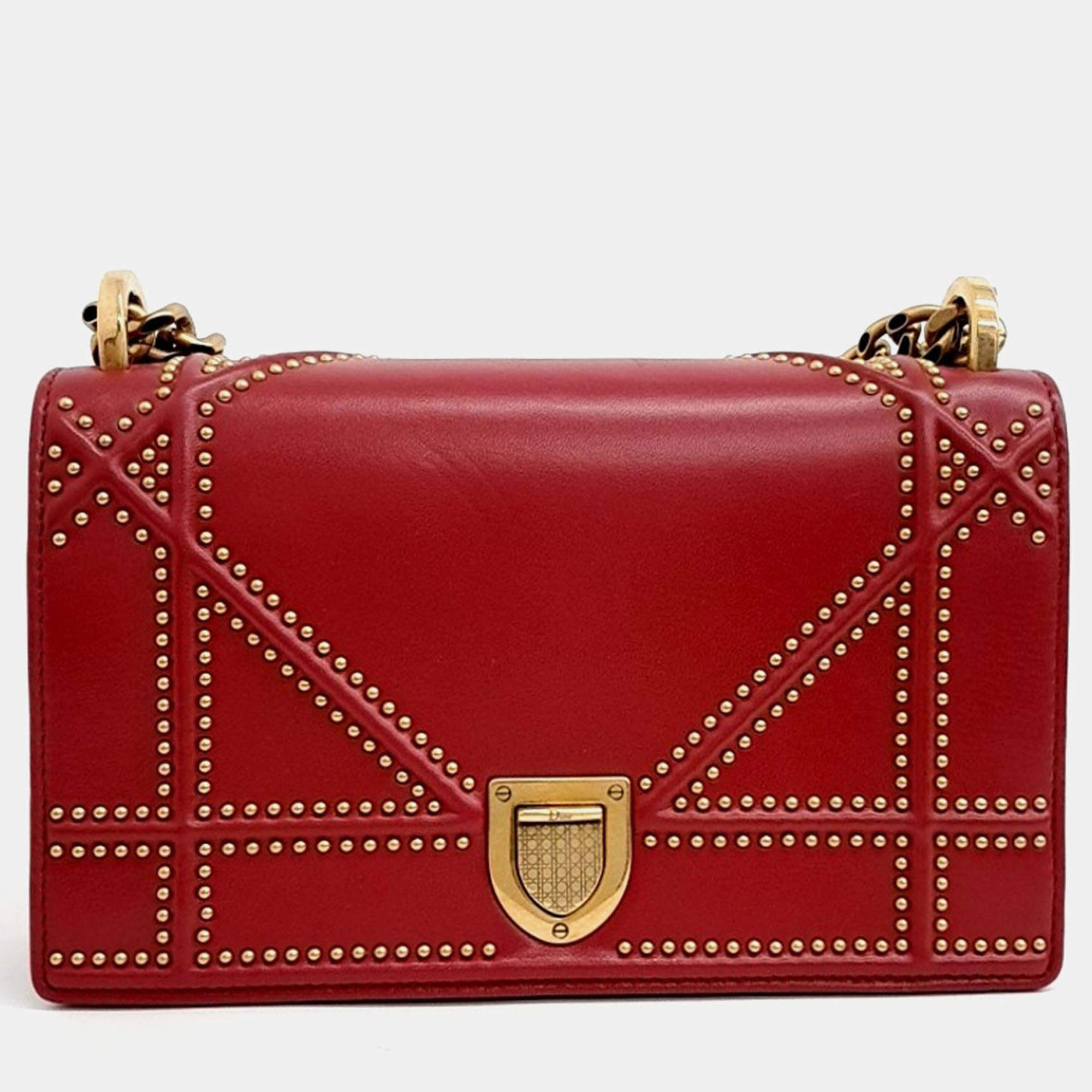 Pre Owned Dior Red Leather Diolamar shoulder bag