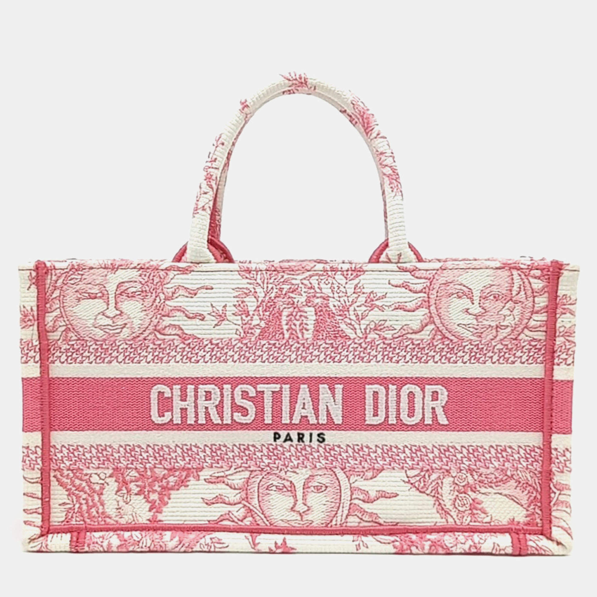 Pre Owned Dior Pink Canvas East West Book Tote Bag