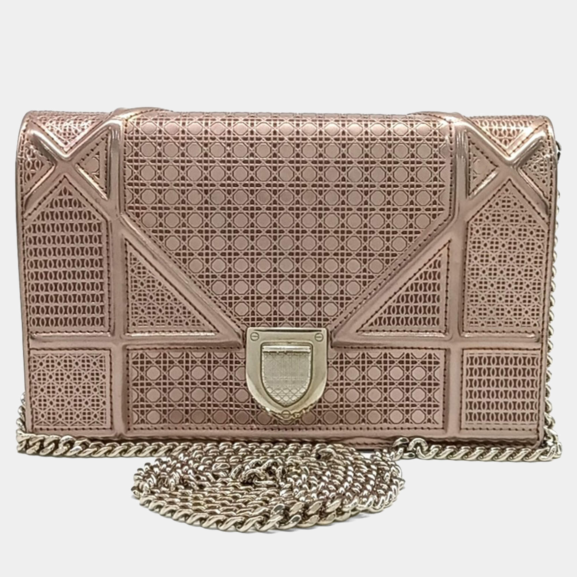 Pre Owned Dior Metallic Leather Diolamar Chain Crossbody Bag