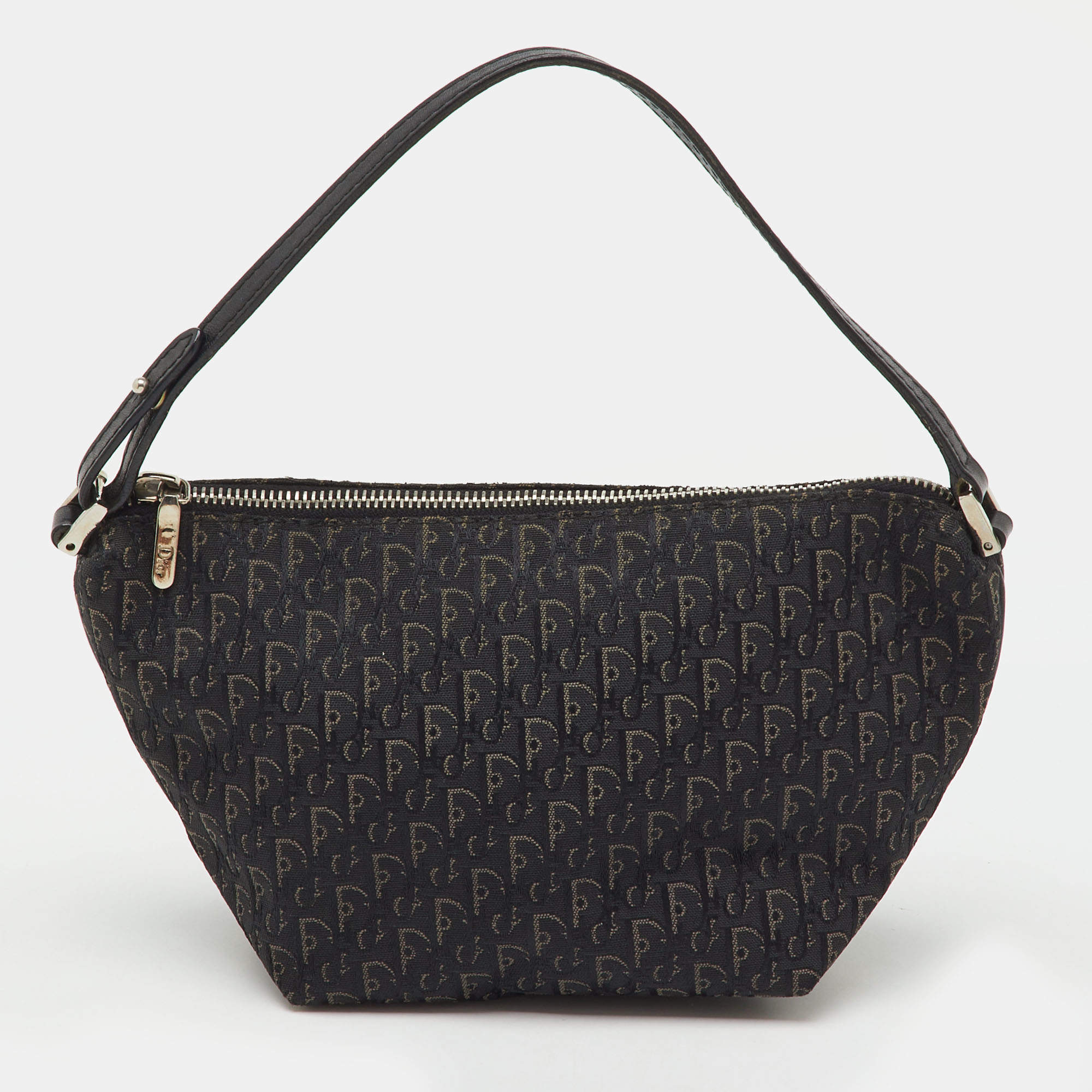 Pre Owned Dior Black Oblique Canvas and Leather Vintage Baguette Bag