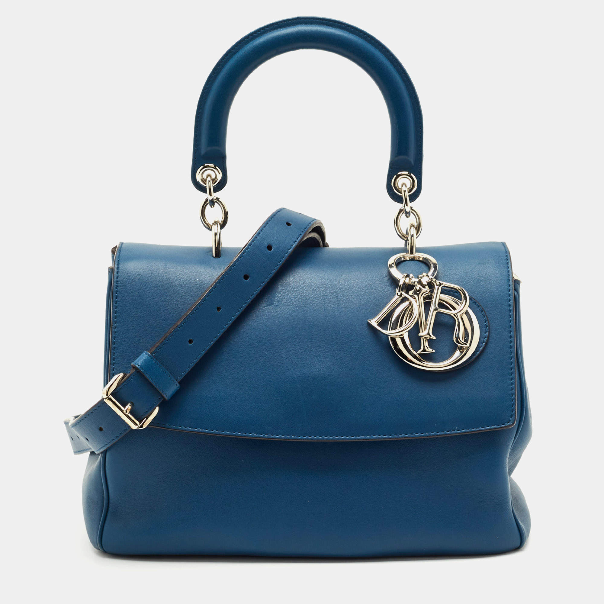 Pre Owned Dior Blue Leather Small Be Dior Flap Top Handle Bag