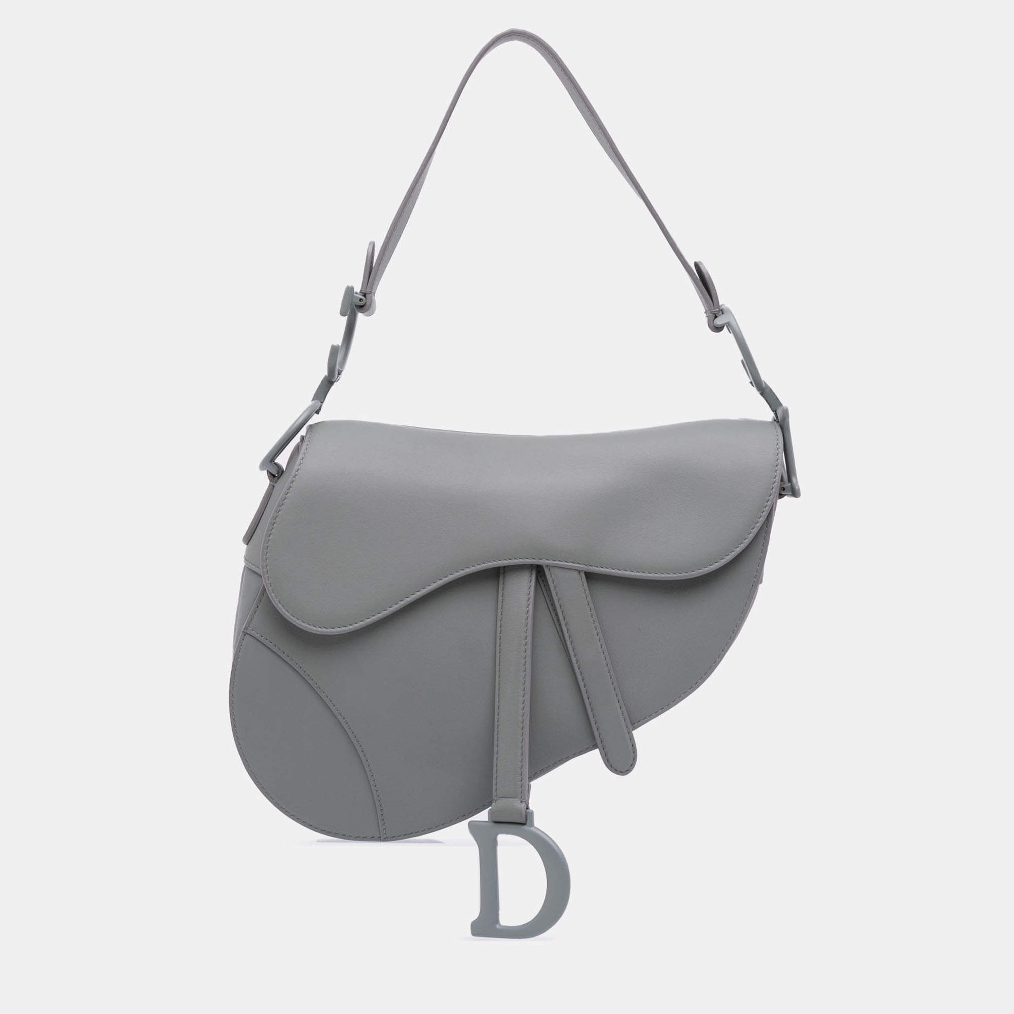 Pre Owned Dior Grey Ultra Matte Calfskin Saddle Bag