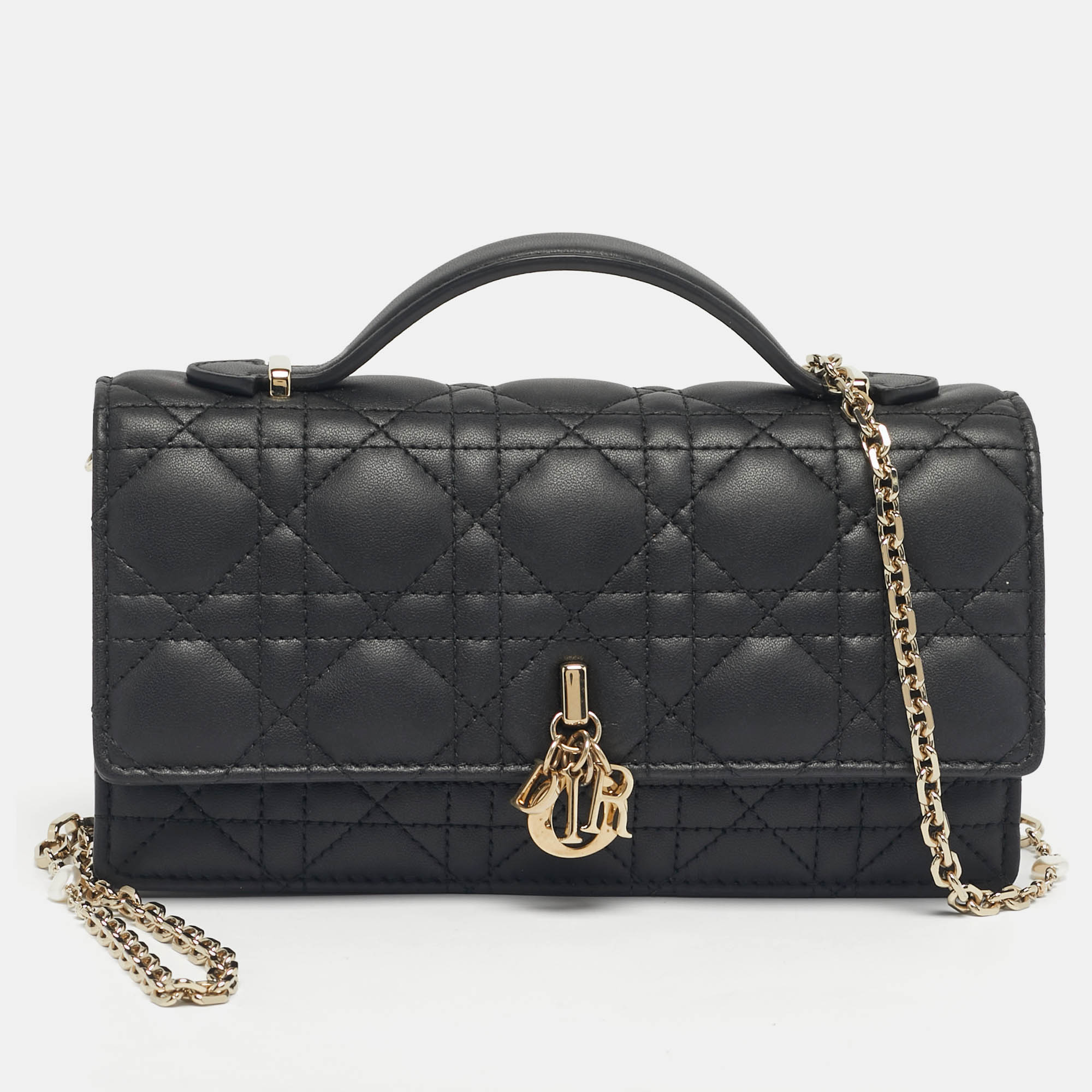 Pre Owned حقيبة ديور ماي ديور ميني يد علوية جلد كاناج زهري داكن