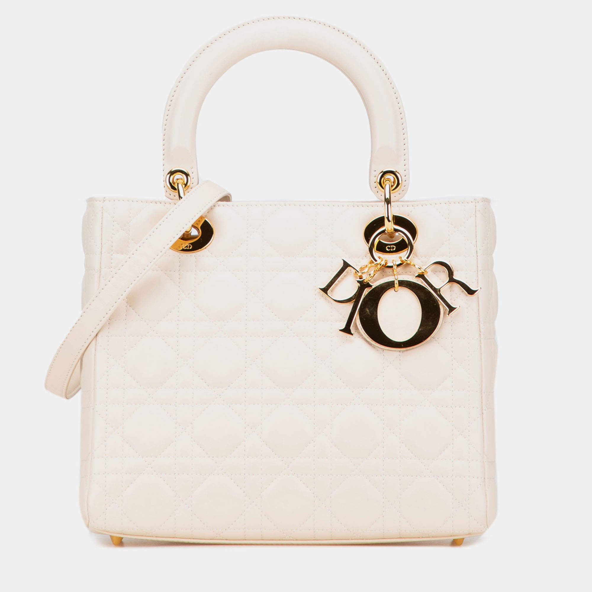 Pre Owned Dior Medium Lambskin Cannage Lady Dior