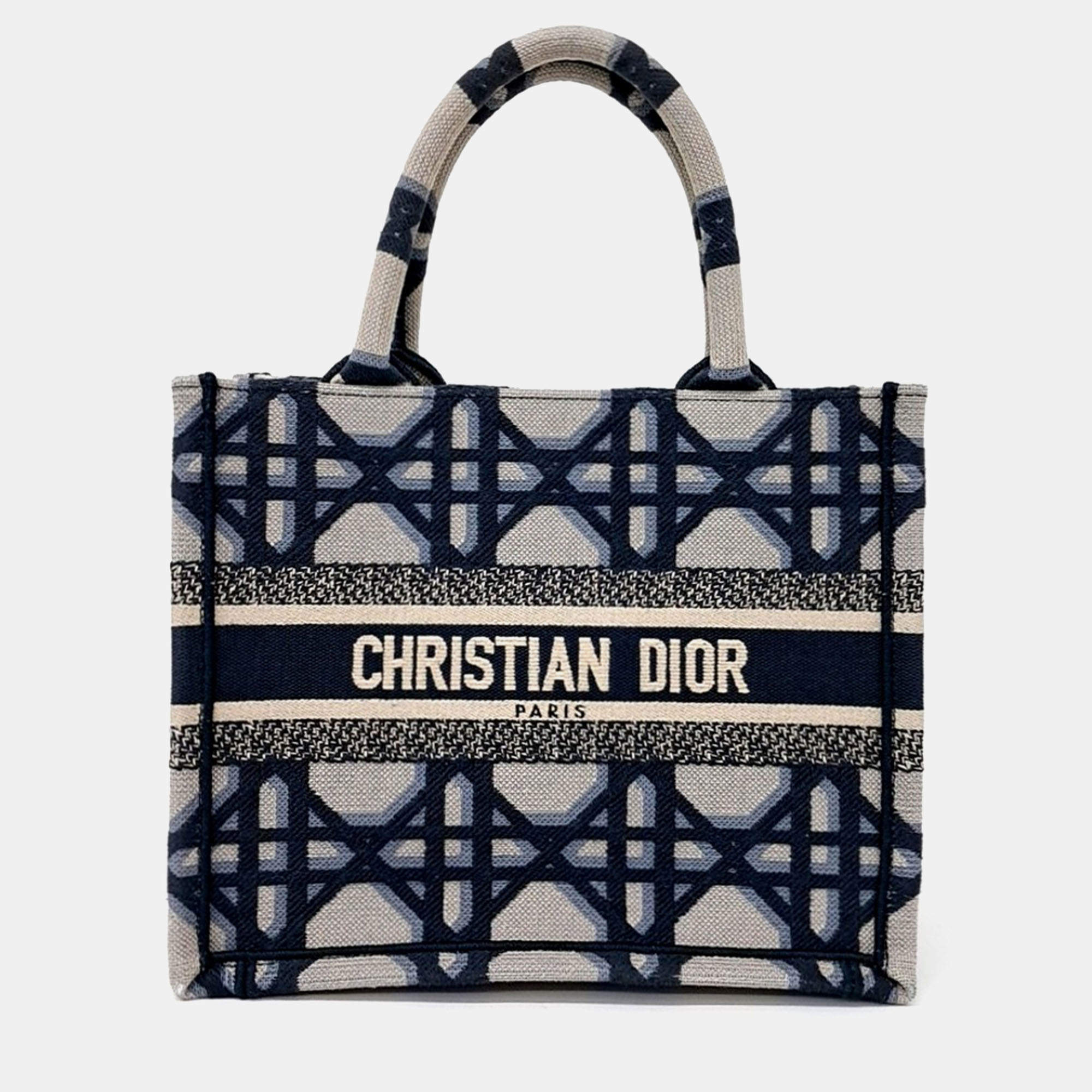 Pre Owned Dior Blue Fabric Book Tote Bag