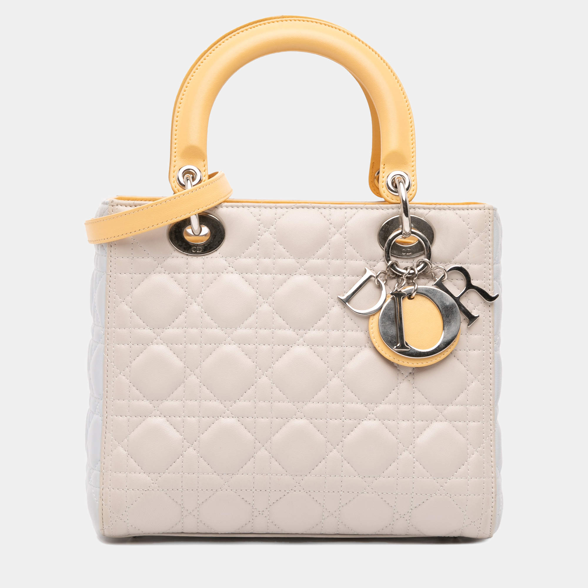 Pre Owned Dior Brown Medium Tricolor Lambskin Cannage Lady Dior