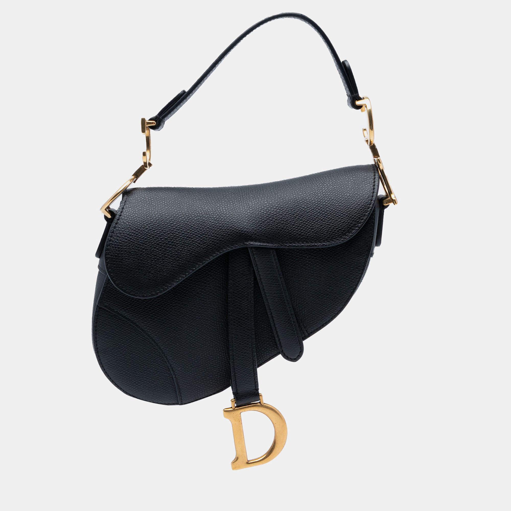 Pre Owned Dior Black Mini Grained Calfskin Saddle Bag