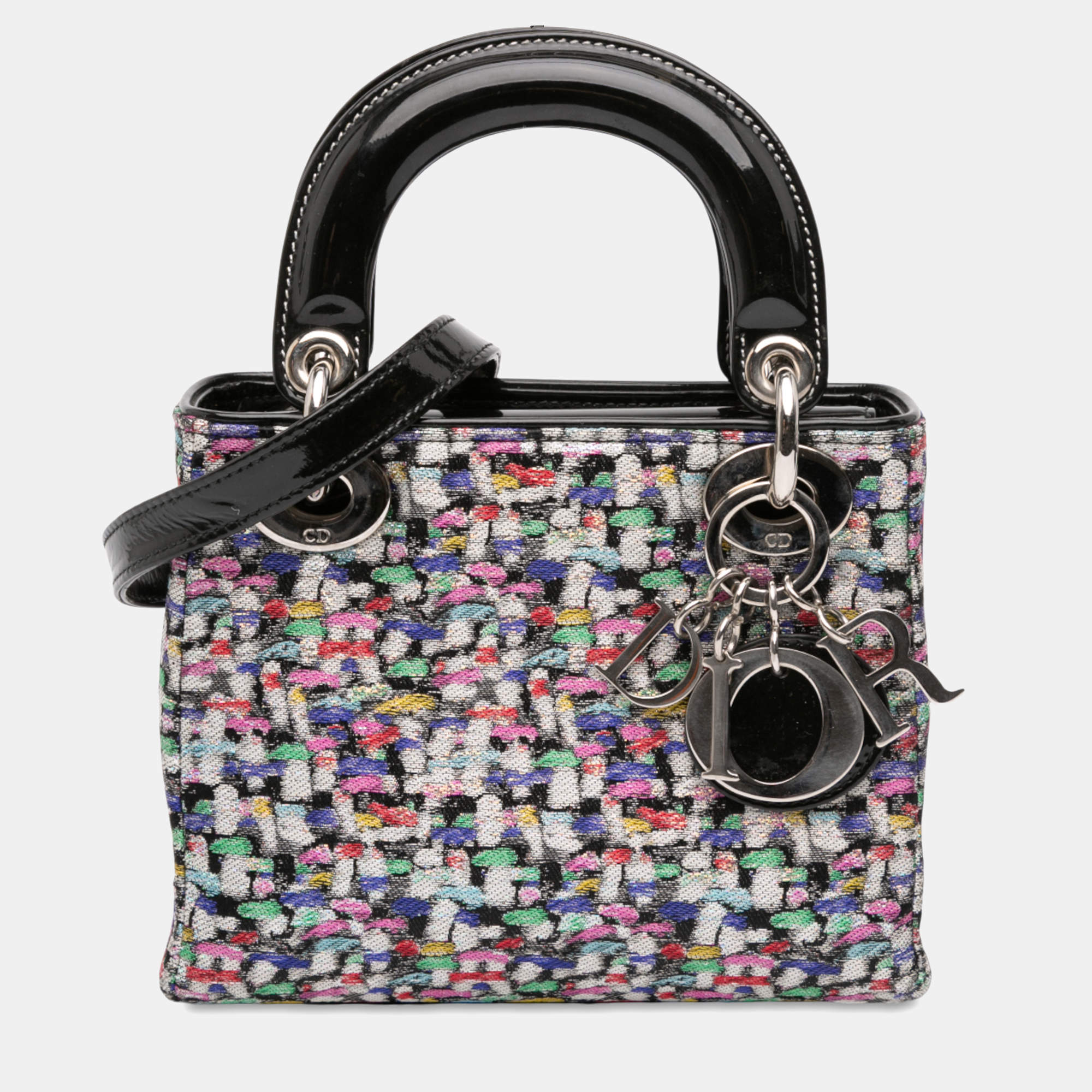 Pre Owned Dior Mini Multicolor Metallic Fabric and Patent Leather Lady Dior