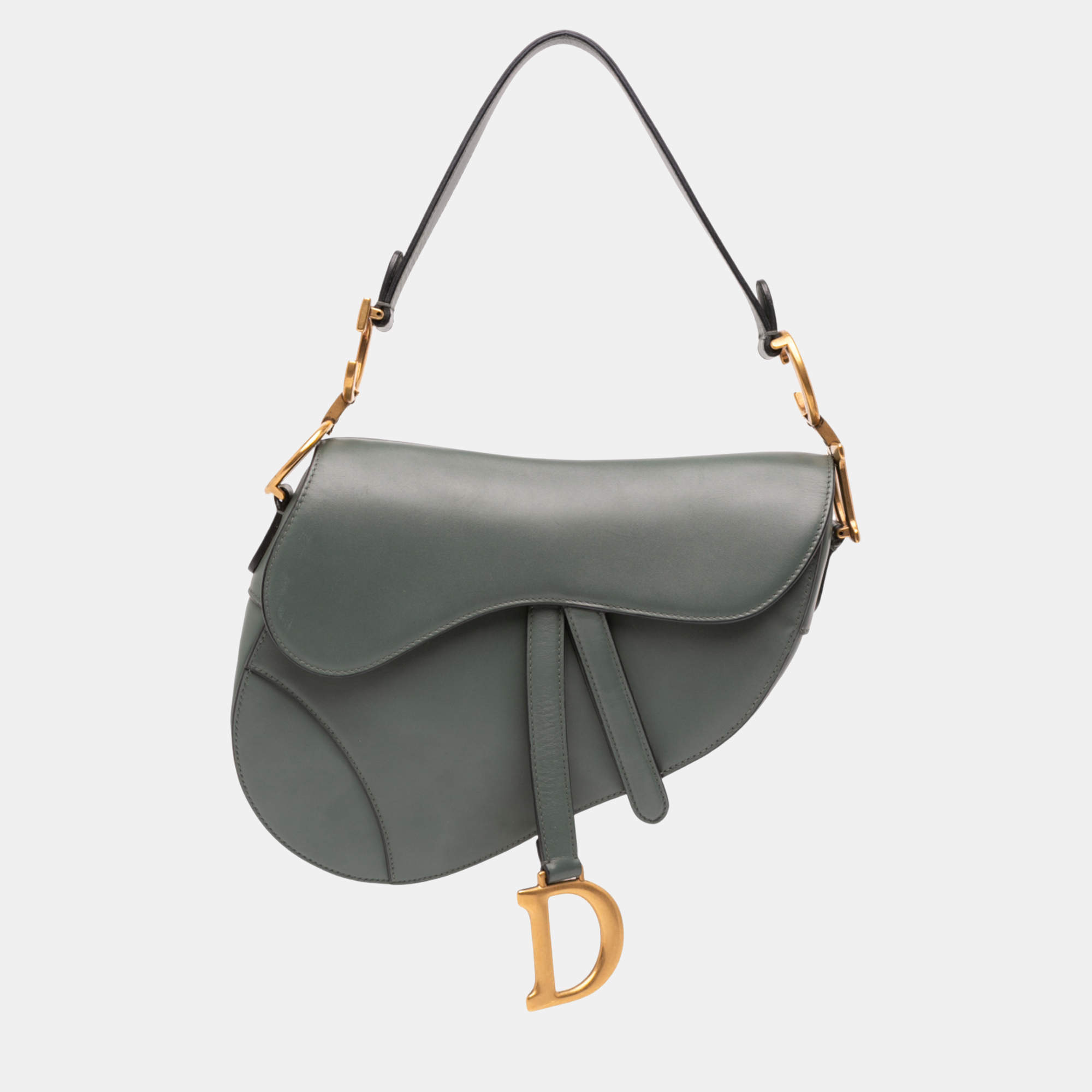 Pre Owned Dior Green Smooth Calfskin Saddle Bag