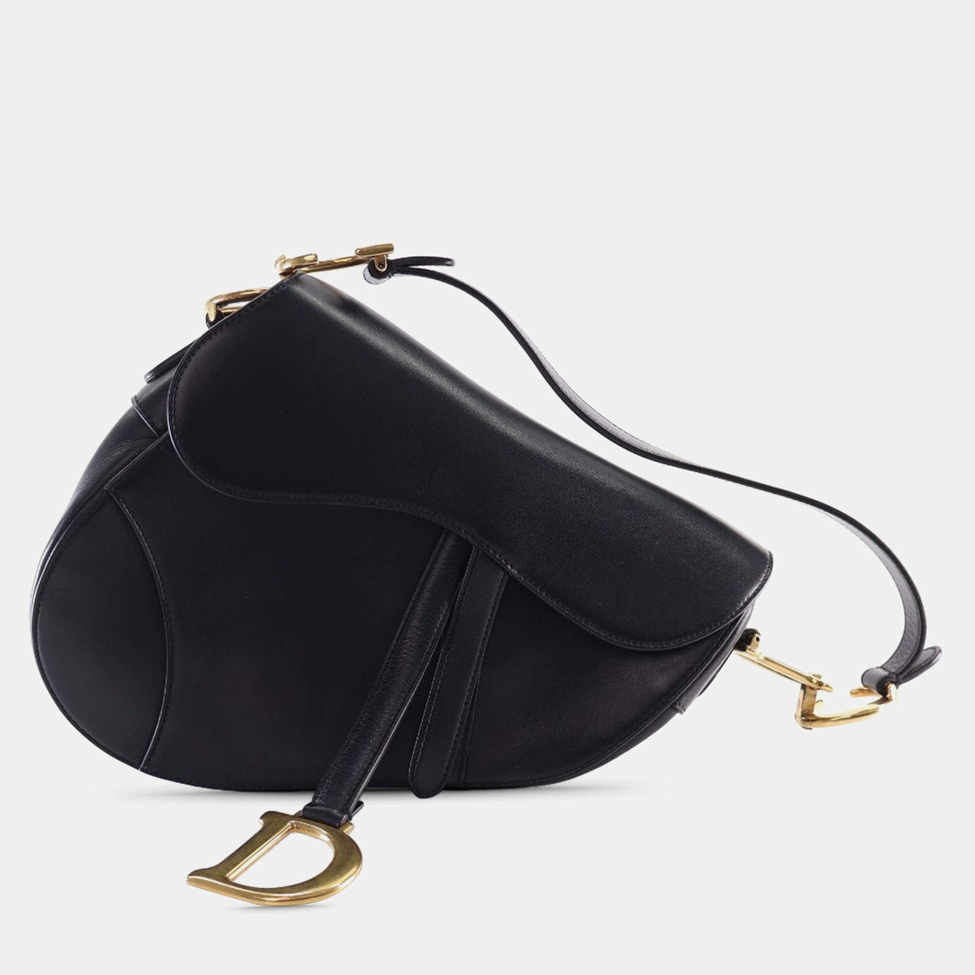 Pre Owned Dior Black Smooth Calfskin Saddle Bag