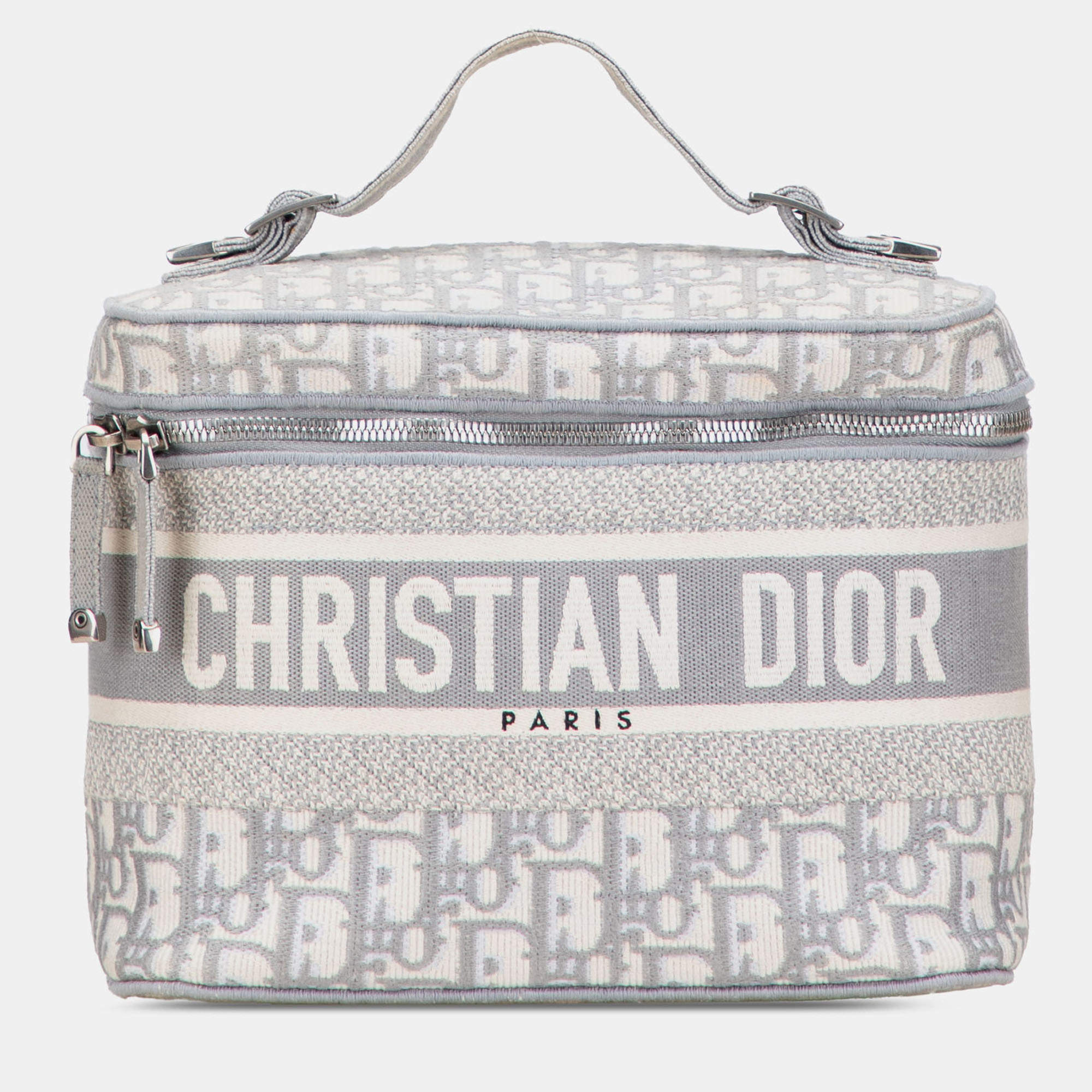 Pre Owned Dior Grey Oblique Canvas Diortravel Vanity Case