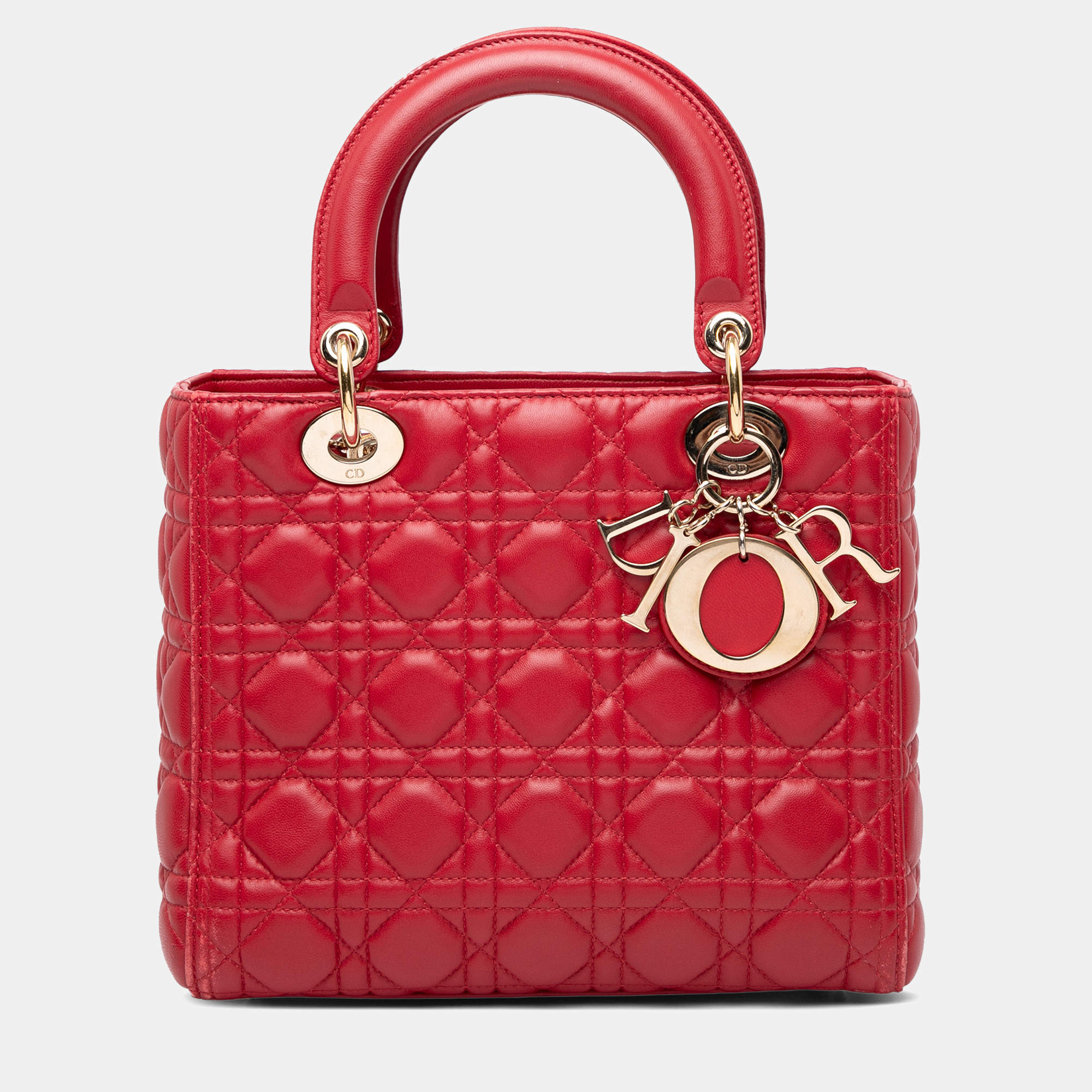Pre Owned Dior Medium Lambskin Cannage Lady Dior