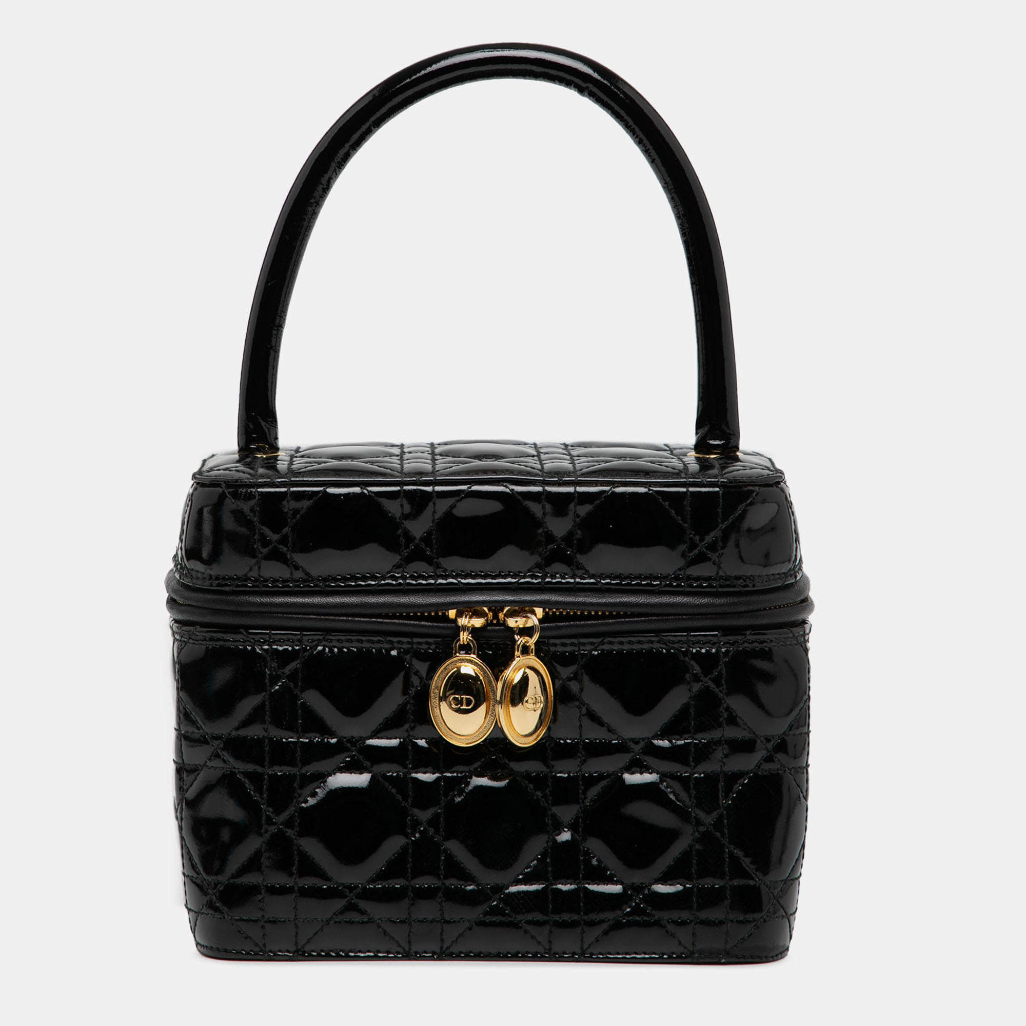 Pre Owned Dior Black Patent Cannage Vanity Case