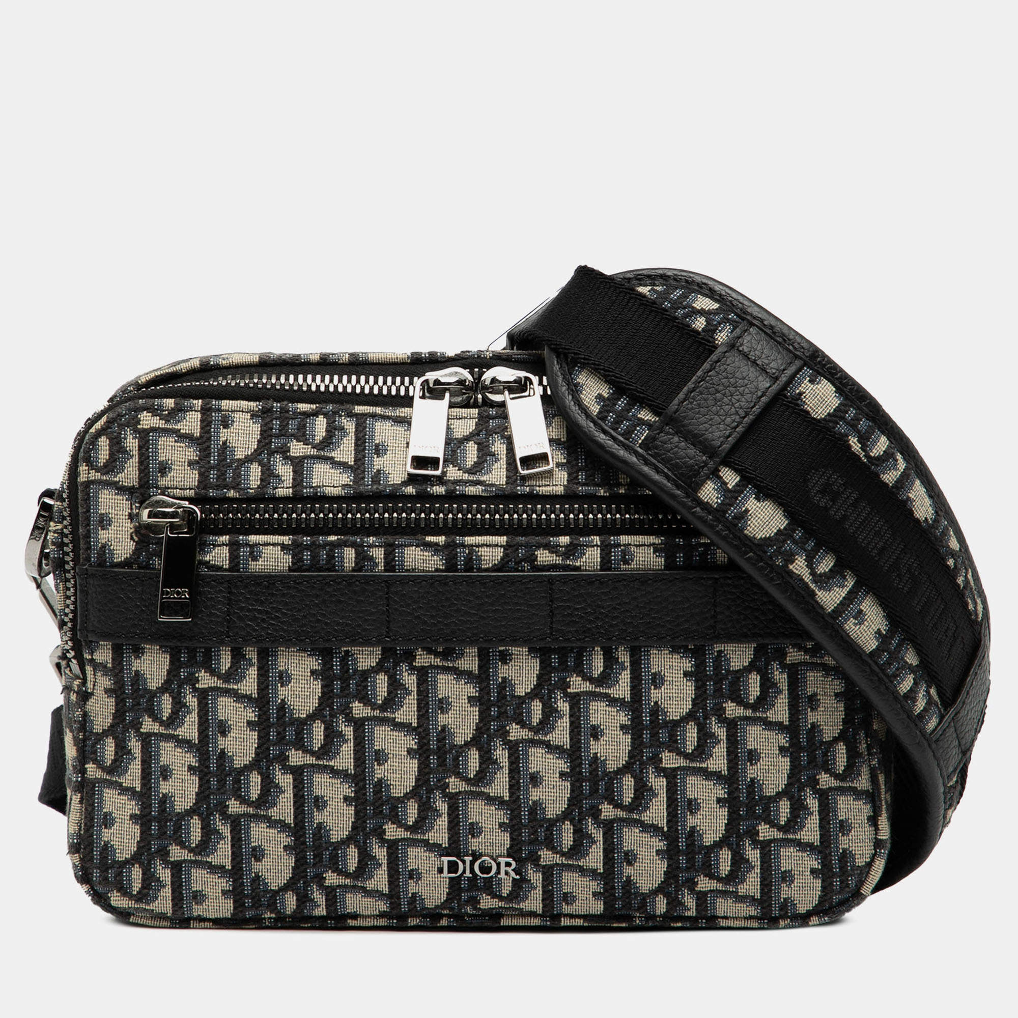 Pre Owned Dior Blue Oblique Canvas Safari Crossbody