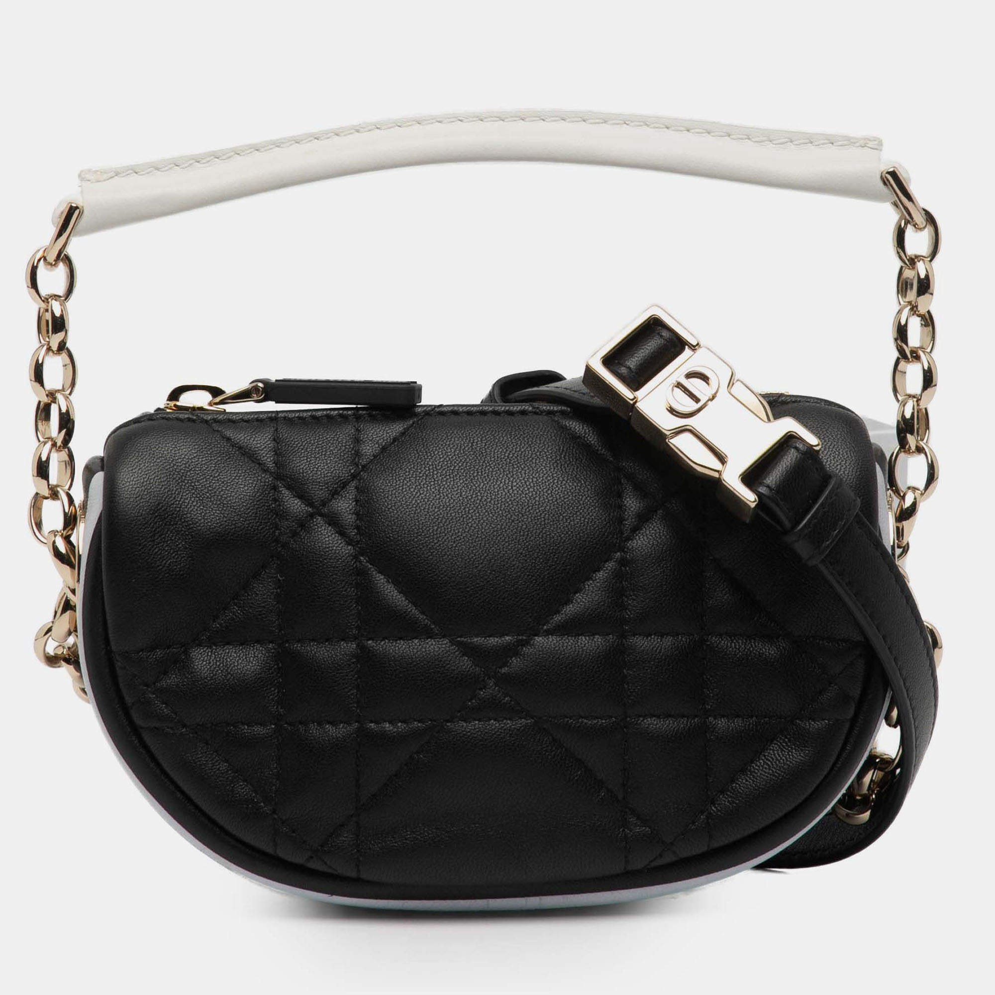 Pre Owned Dior Black Micro Lambskin Cannage Dior Vibe Satchel