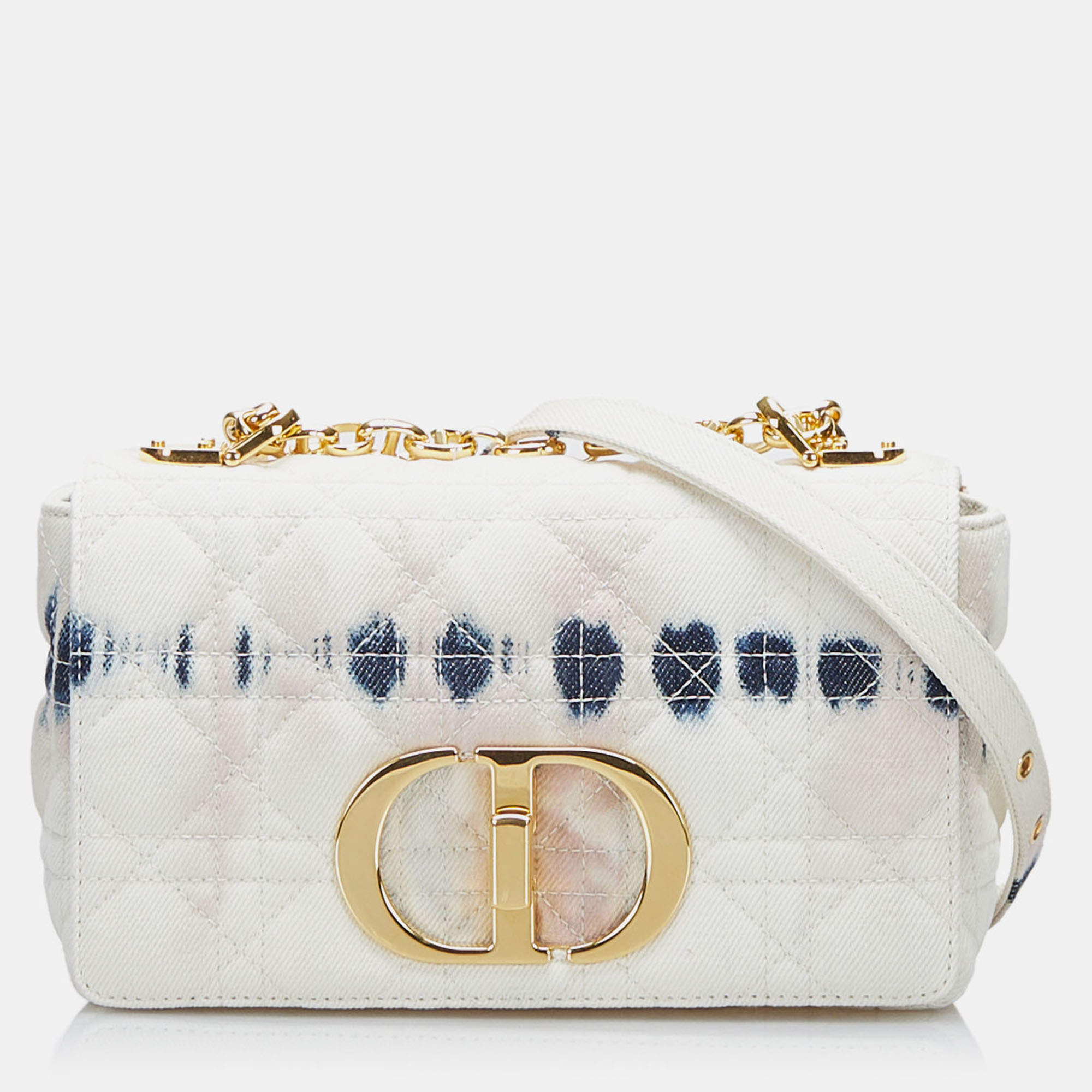 Pre Owned Dior White Small Tie Dye Denim Caro