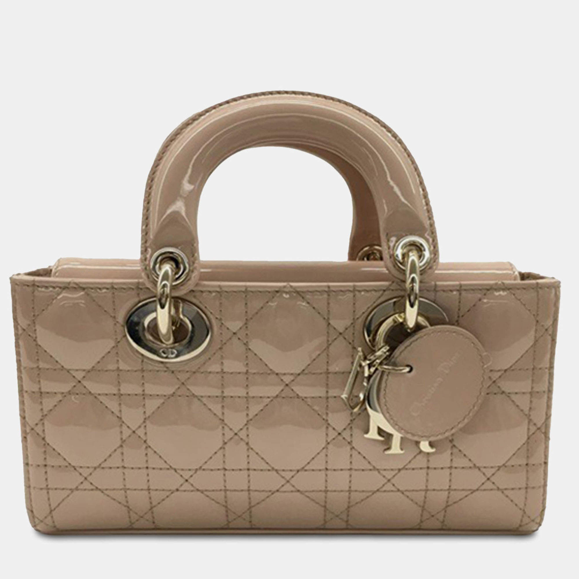 Pre Owned Dior Brown Small Patent Cannage Lady D-Joy
