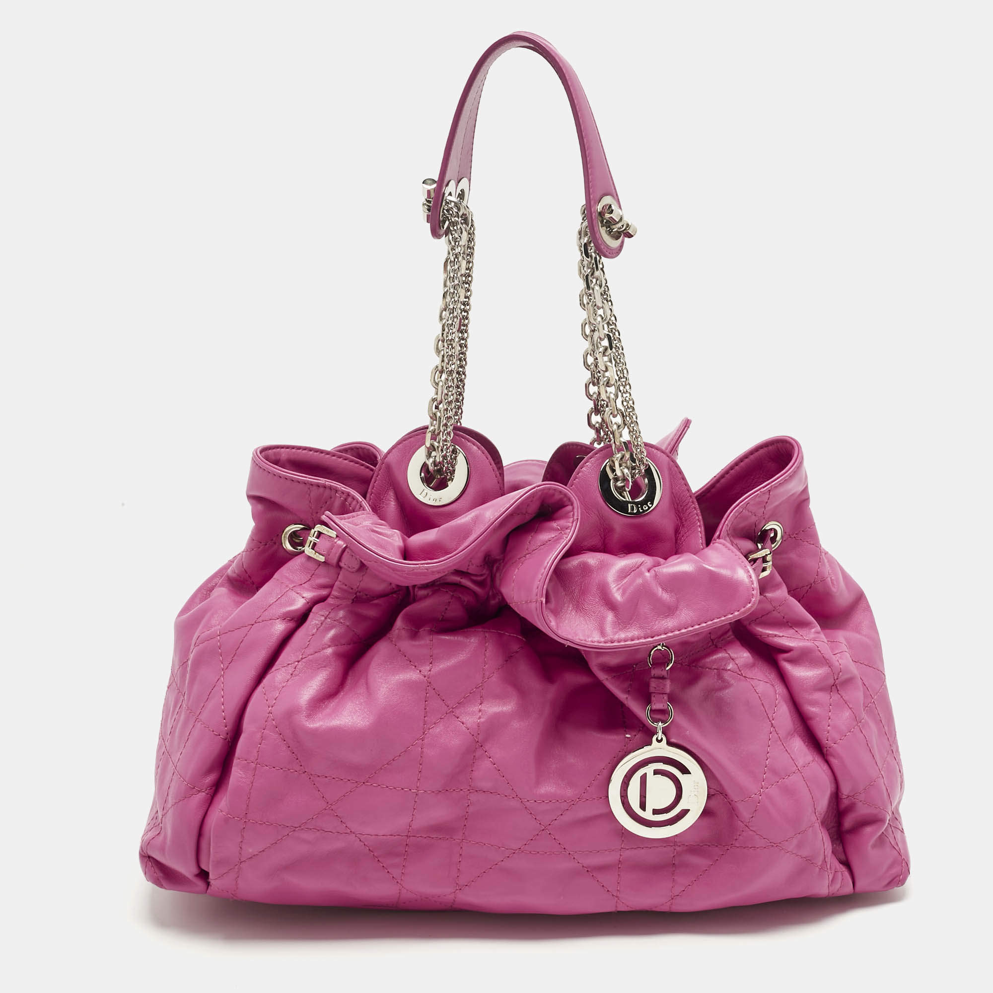 Pre Owned Dior Pink Cannage Leather Le Trente Shoulder Bag