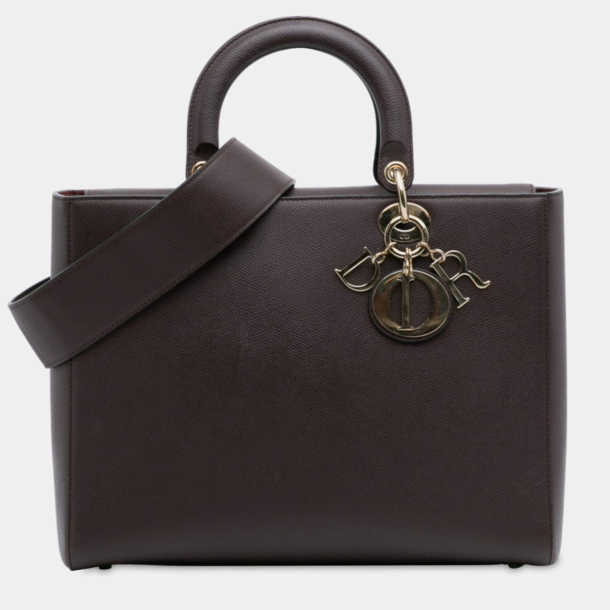Pre Owned Dior Burgundy Large Grained Calfskin Lady D Sire