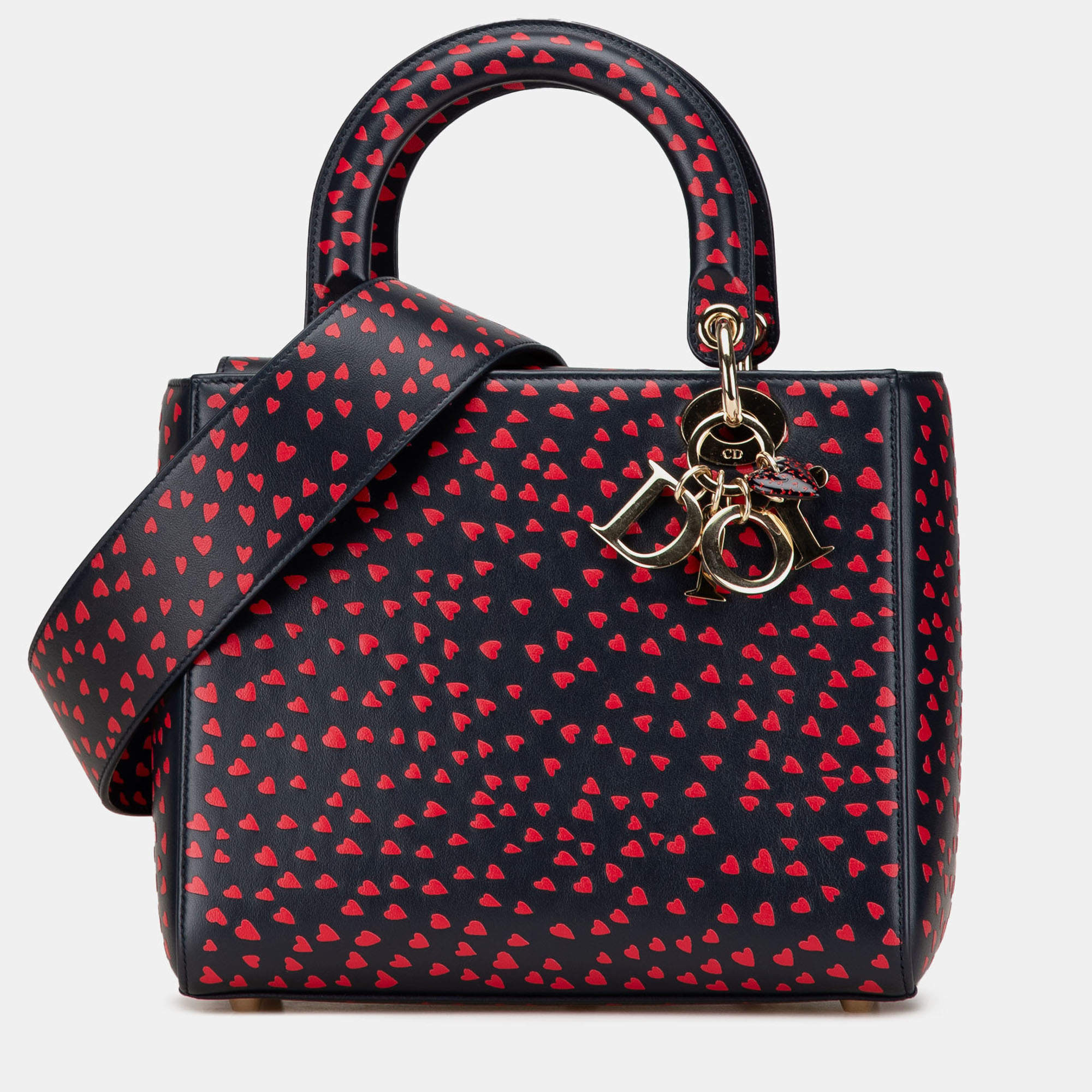 Pre Owned Dior Navy Blue Medium Calfskin I Love Paris Lady Dior