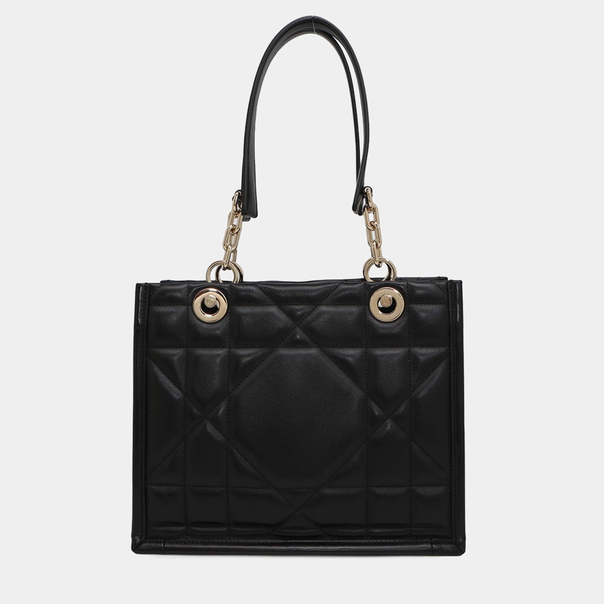 Pre Owned Christian Dior  Black Leather  Archi Cannage Essential Tote