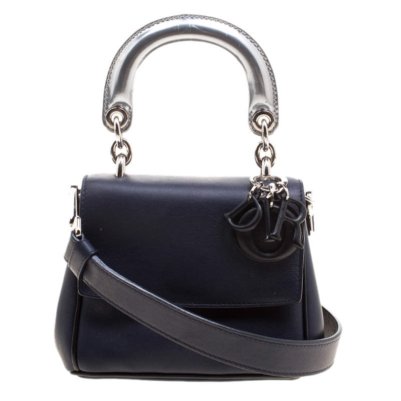 Dior Dark Blue Leather Micro Be Dior Flap Bag