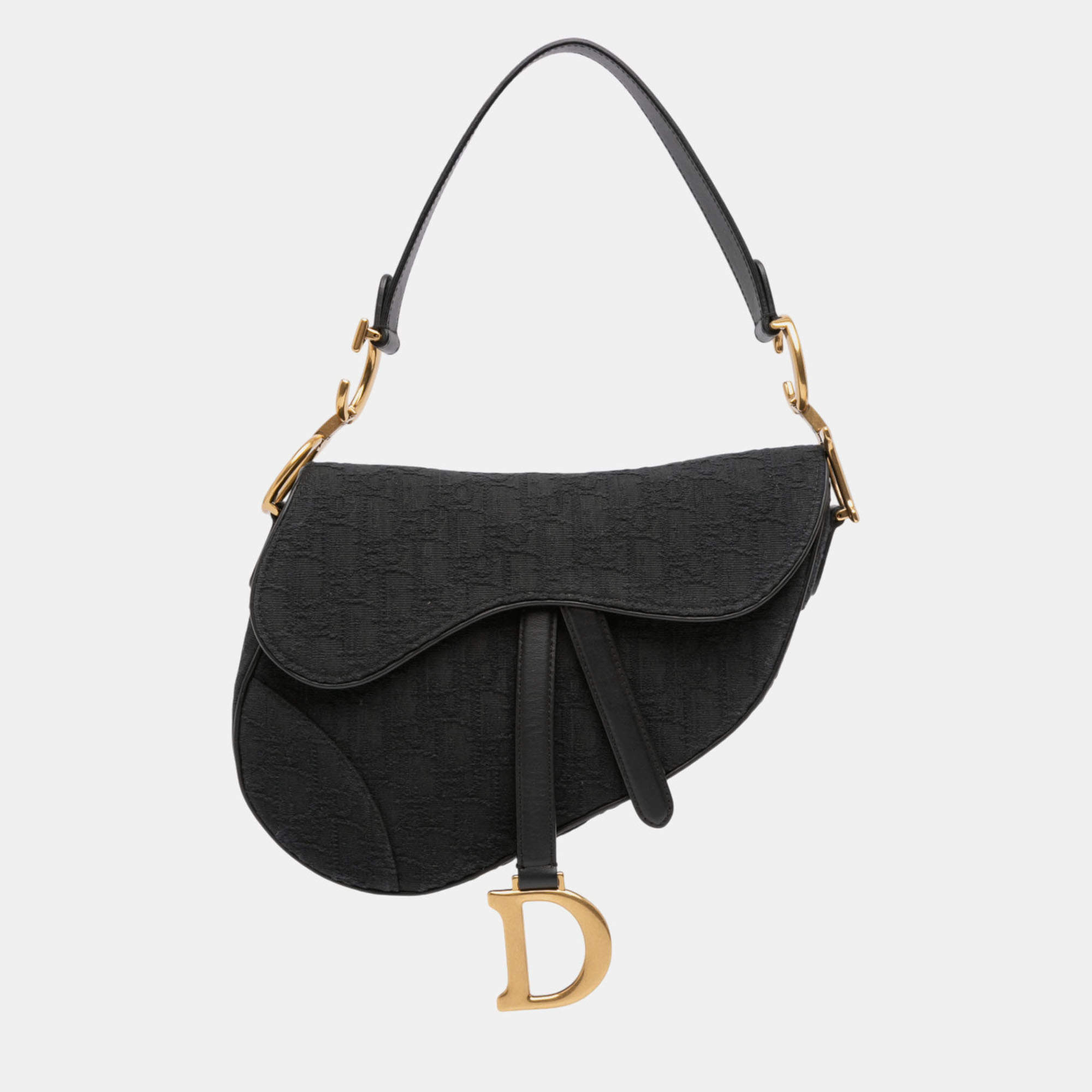 Pre Owned Dior Black Oblique Canvas Saddle Bag