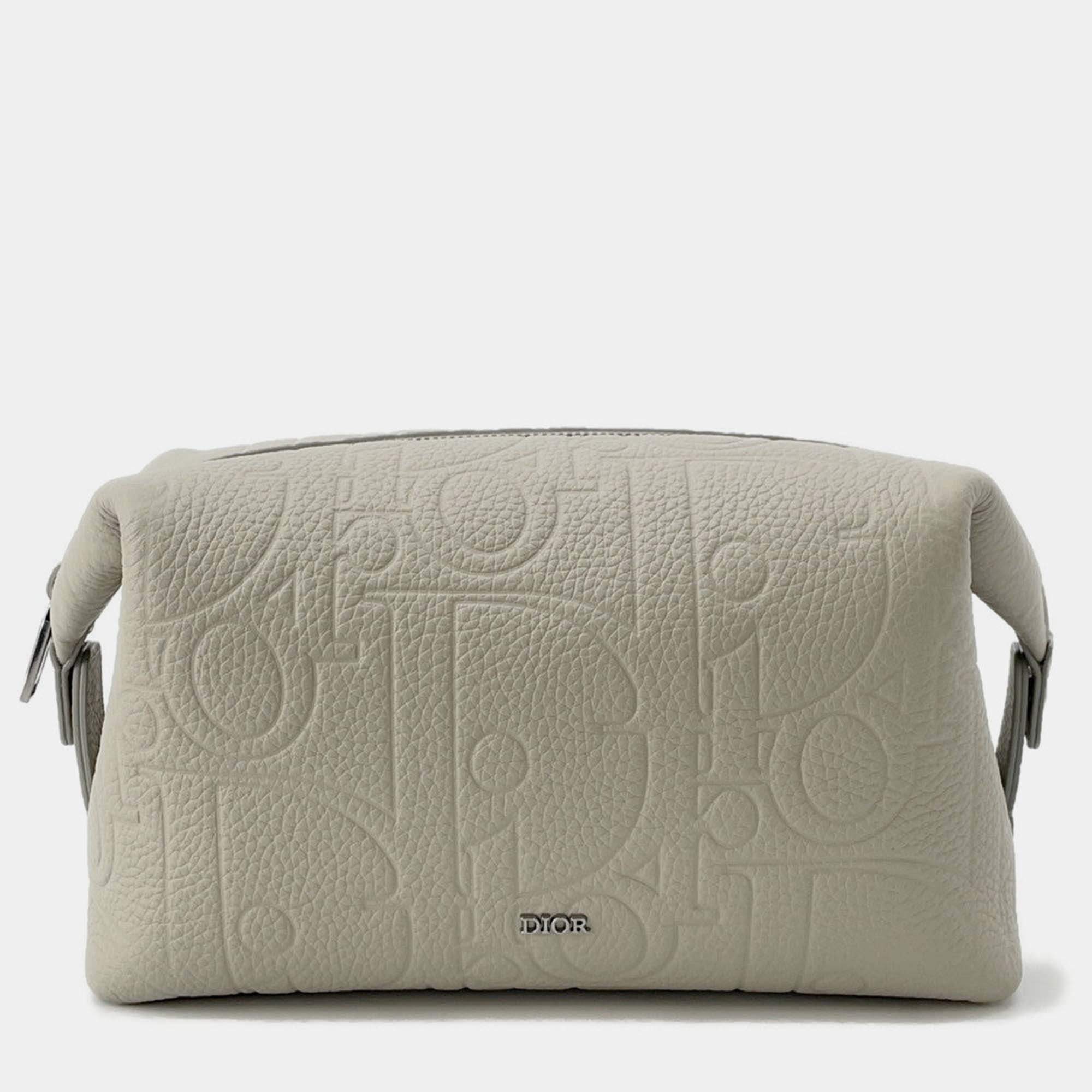 Pre Owned Dior Gravity Pouch Gray Leather