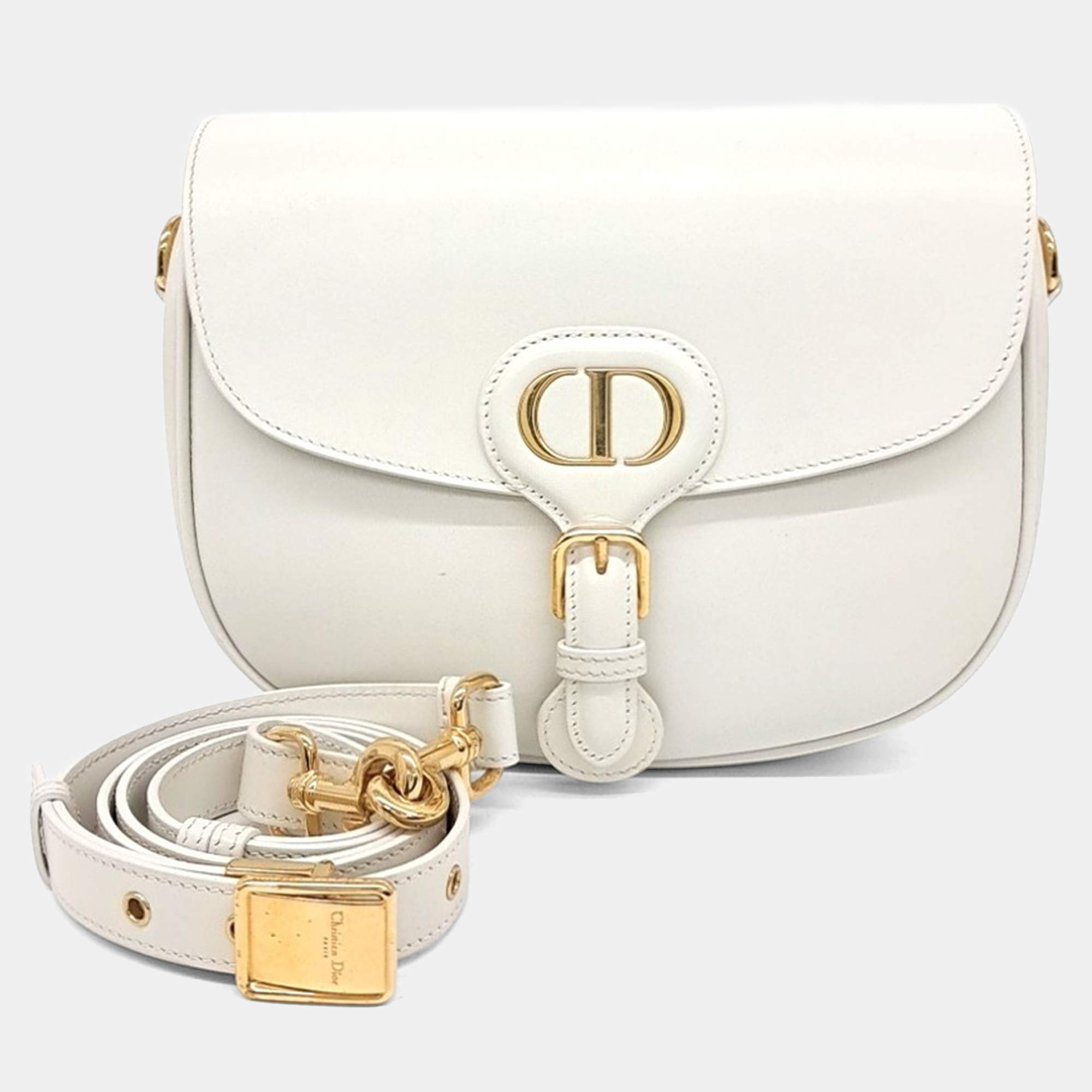 Pre Owned Dior White Leather Bobby Bag Medium