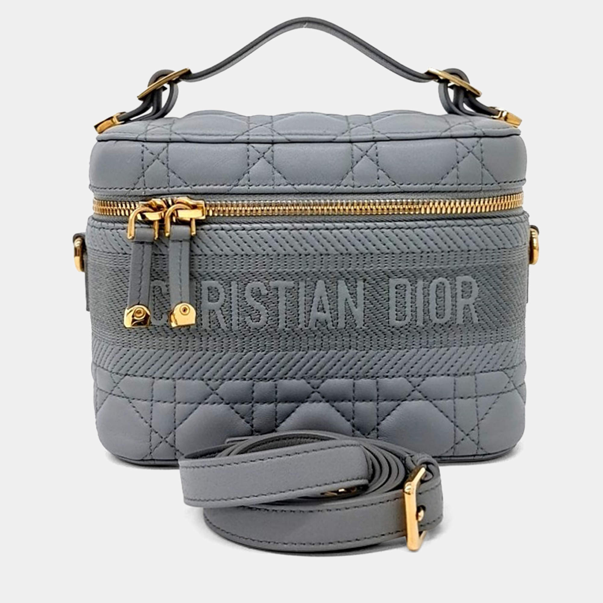 Pre Owned Dior Grey Leather Travel Vanity Small