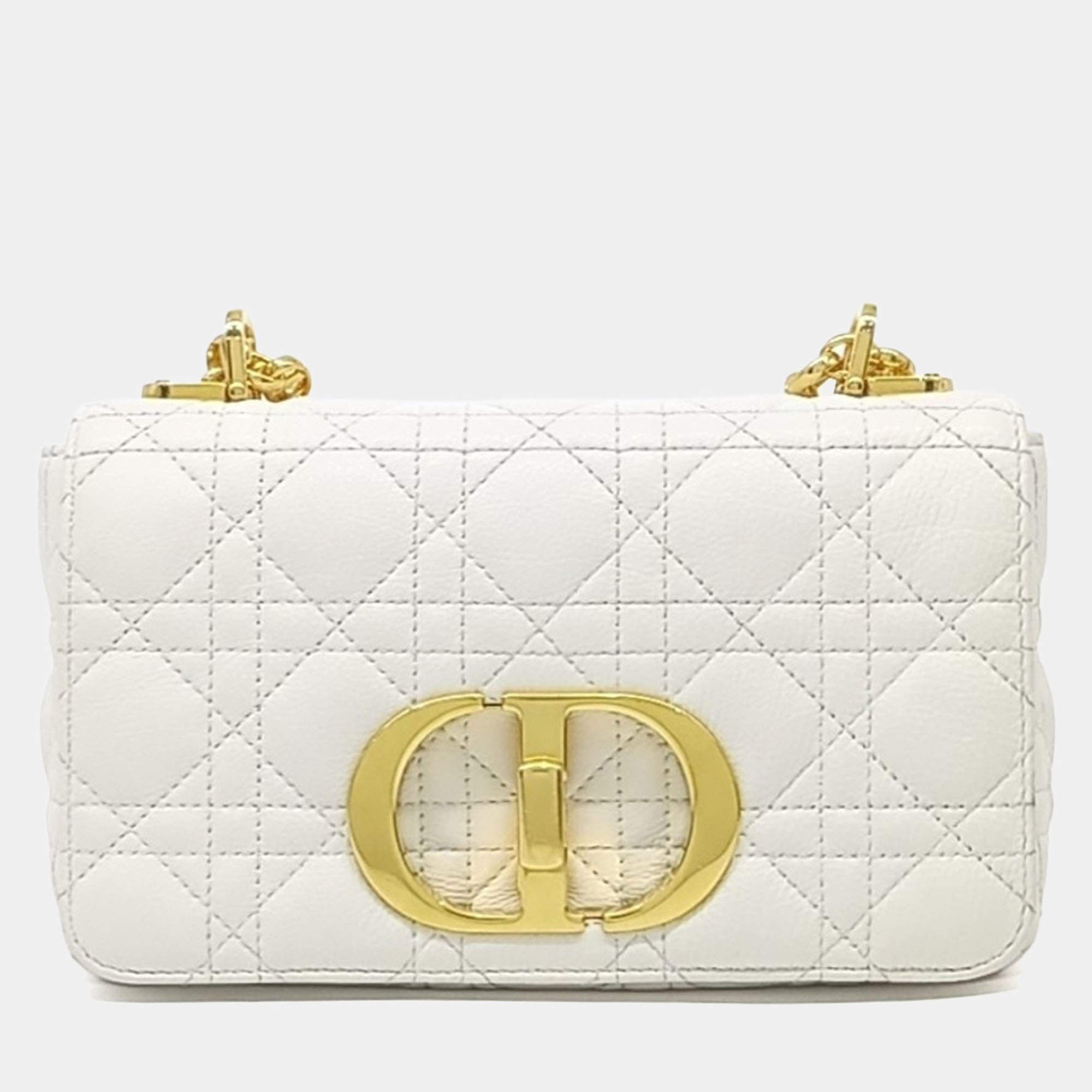 Pre Owned Dior White Leather Carobag Small
