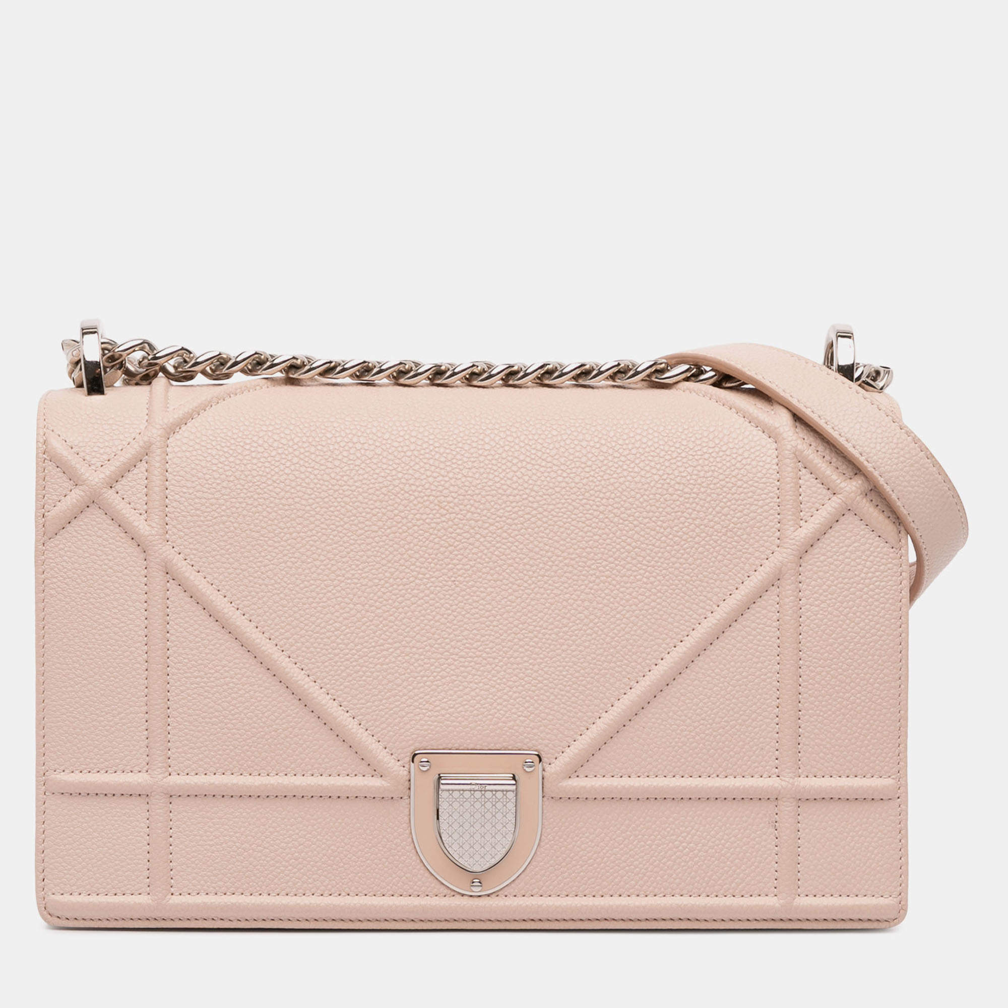 Pre Owned Dior Pink Medium Grained Calfskin Diorama Flap
