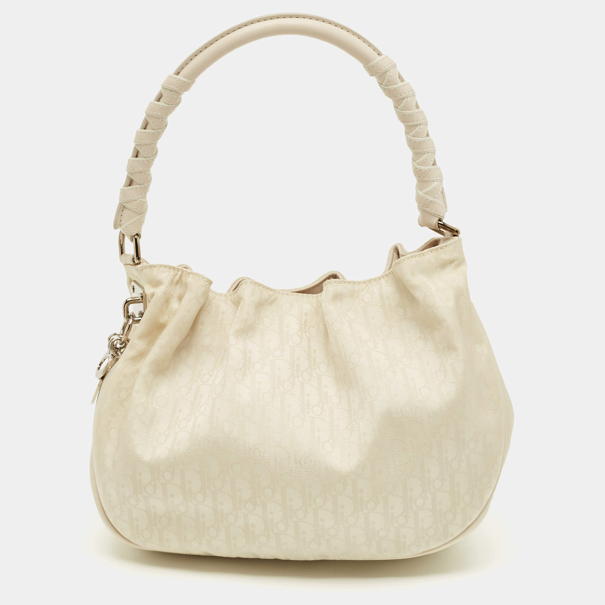 Pre Owned Dior Off White Diorissimo Nylon Lovely Hobo